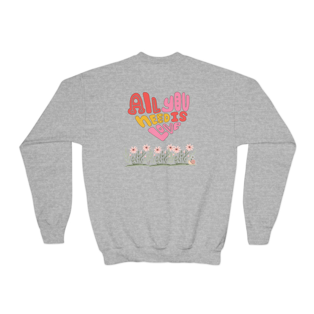 Youth Female Retro Crewneck Sweatshirt:  All You Need is Love