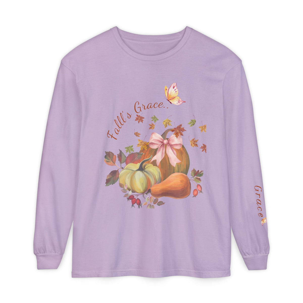 Fall’s Grace | Women’s Pumpkin Long-Sleeve Tee