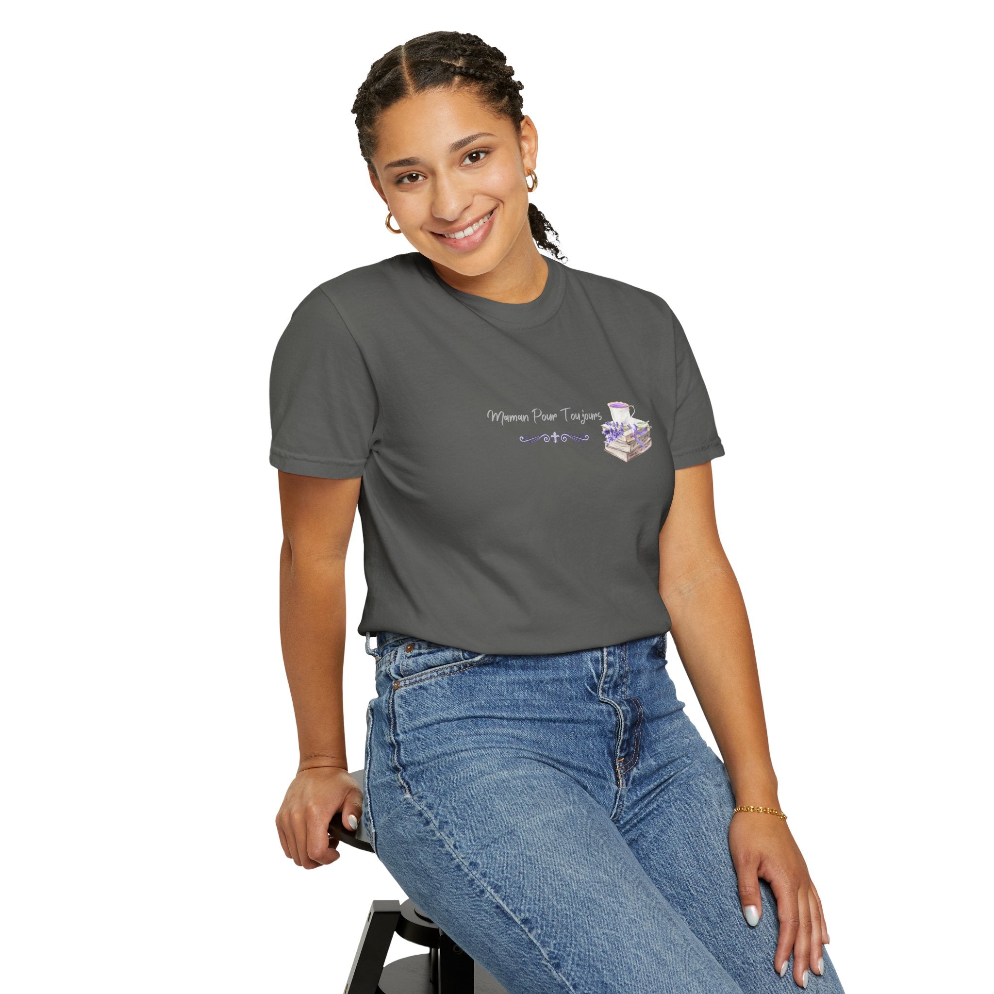 Maman Pour Toujours | French Mom Forever Books & Coffee T-Shirt – Adult Female Mother's Day Gift