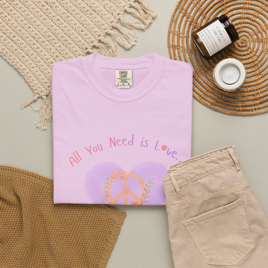 Peace and Love — Watercolor All You Need Is Love Tee — For Her