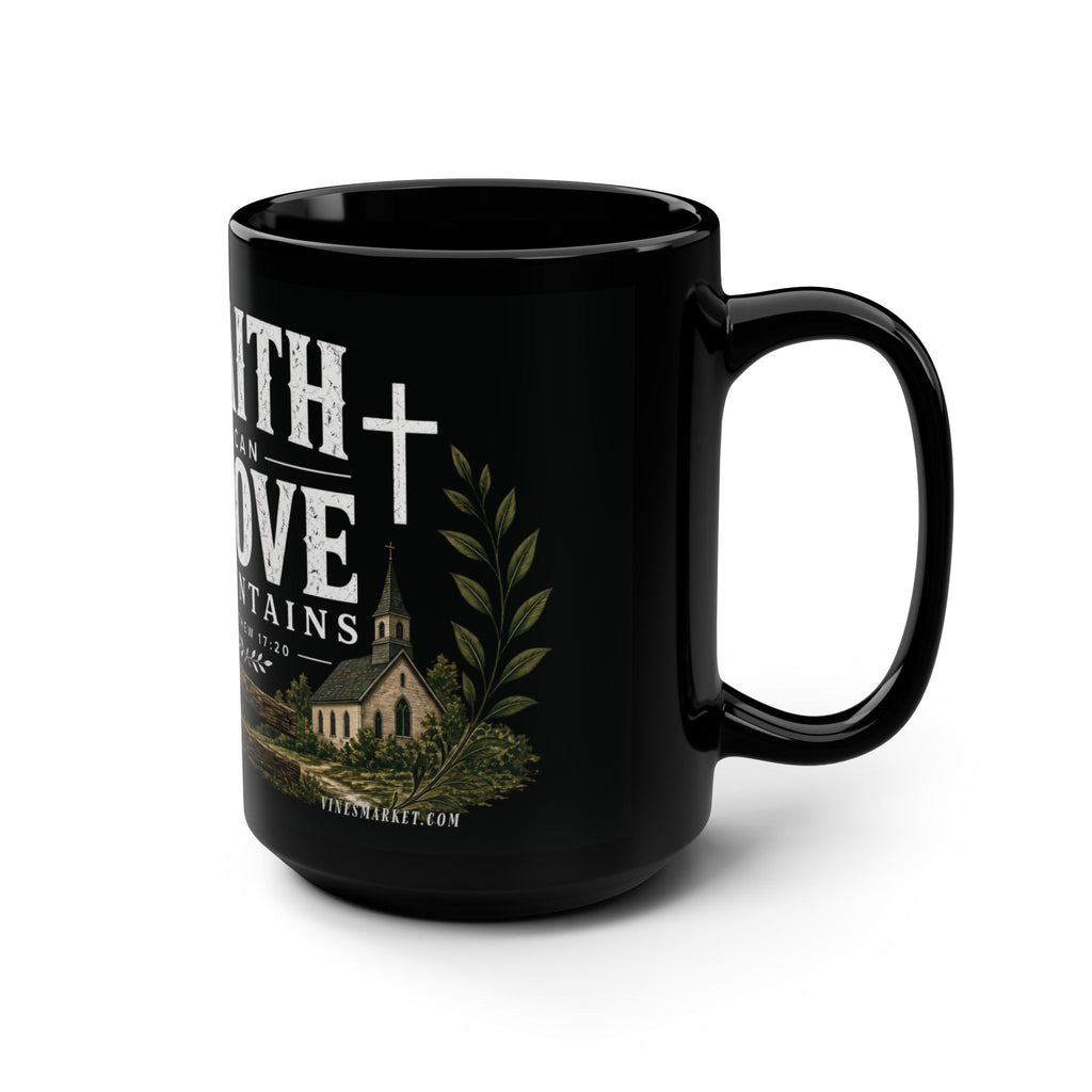 Faith Can Move Mountains | Black Ceramic Mug, 15oz