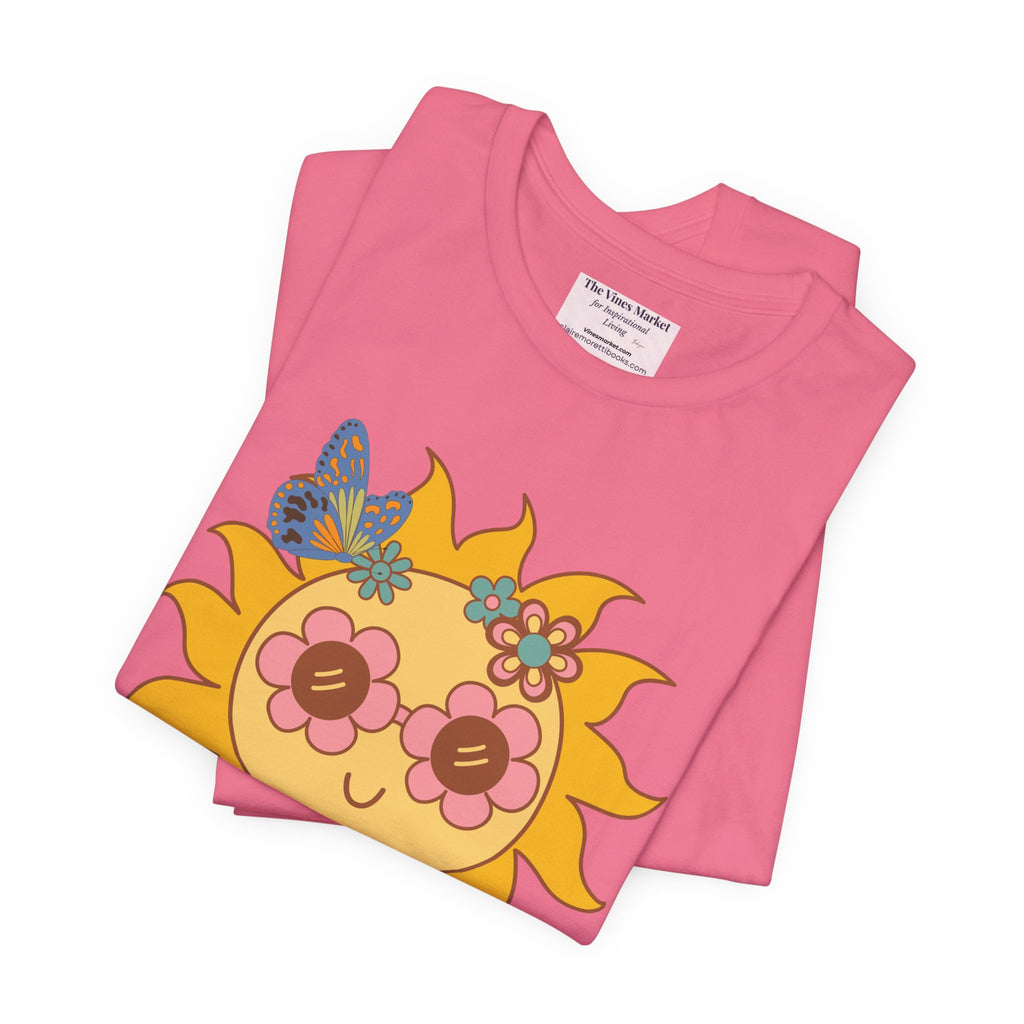 Groovy Sunflower Tee — 70s Retro Sun Graphic T-Shirt