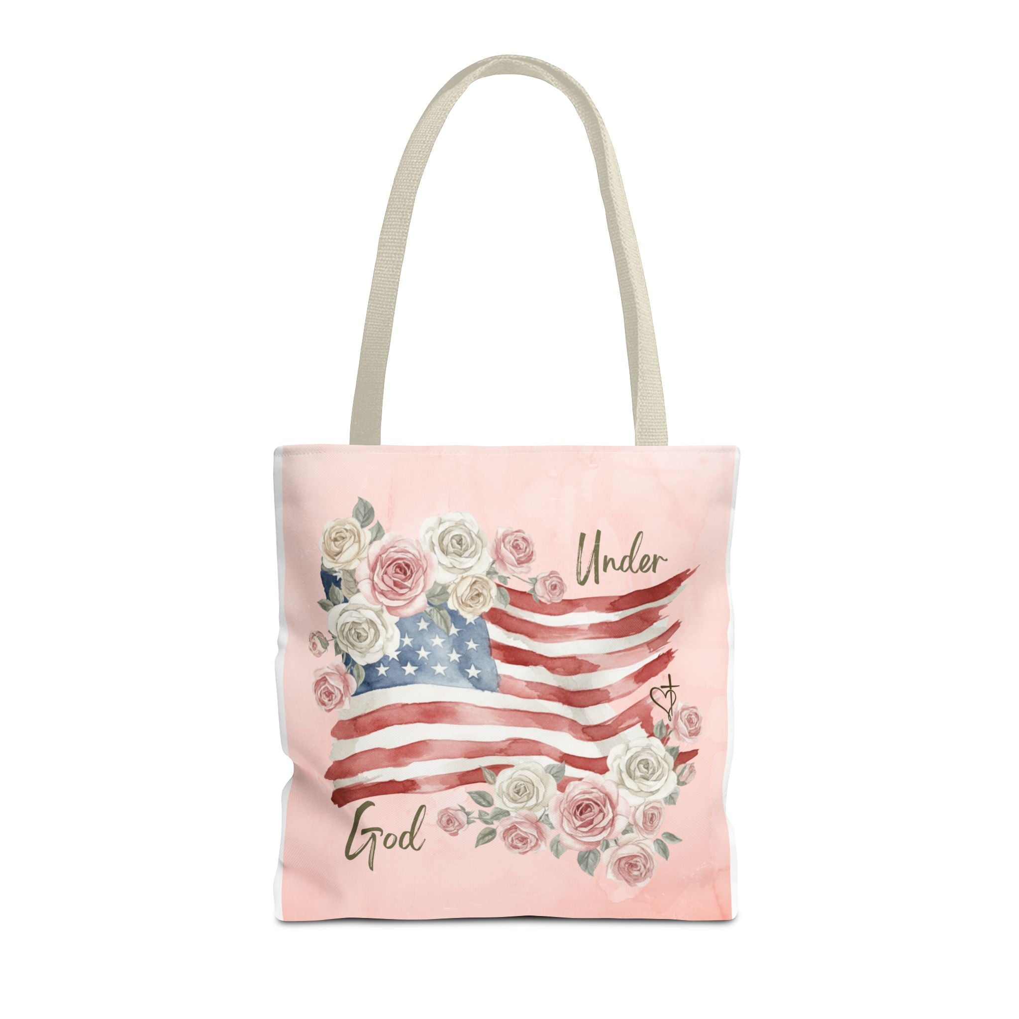 Under God | Watercolor Flag & Roses Tote Bag