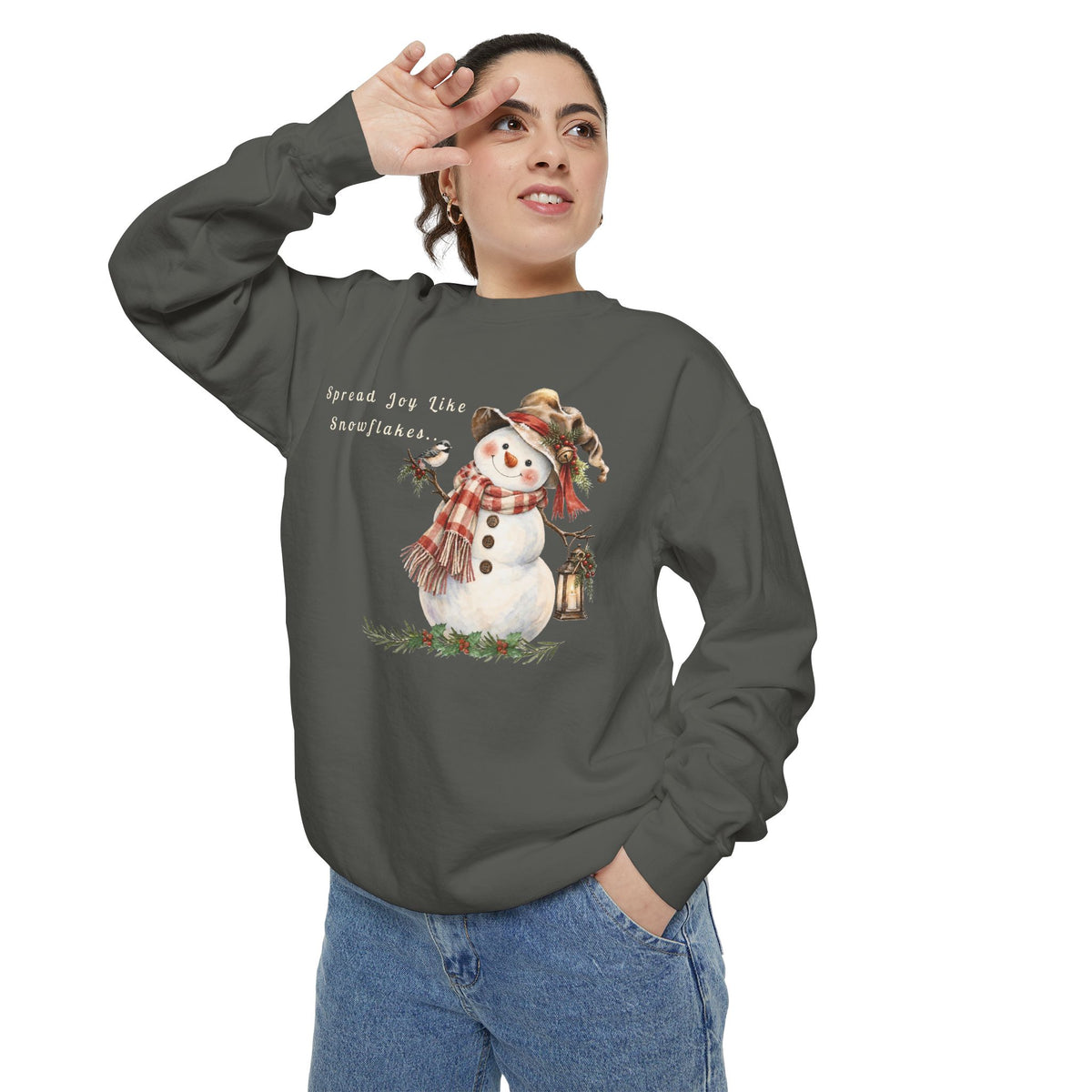 Spread Joy Like Snowflakes | Comfort Colors Snowman Sweatshirt