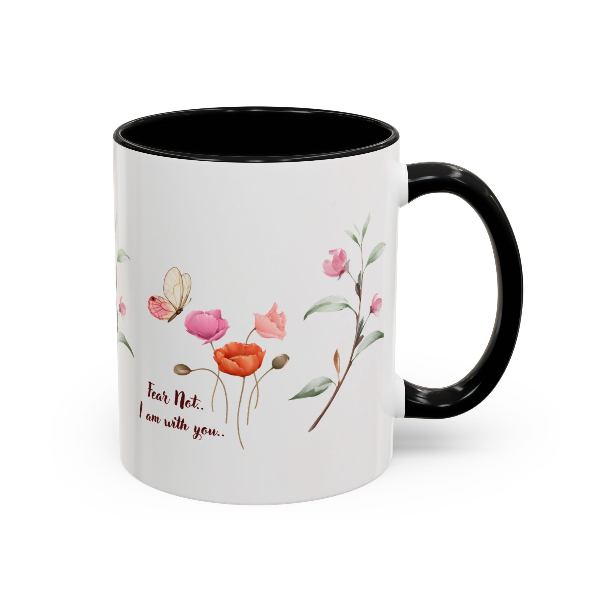 "Fear Not I am With You" Poppies Coffee Mug - Morning Grace in Every Sip (11, 15oz)