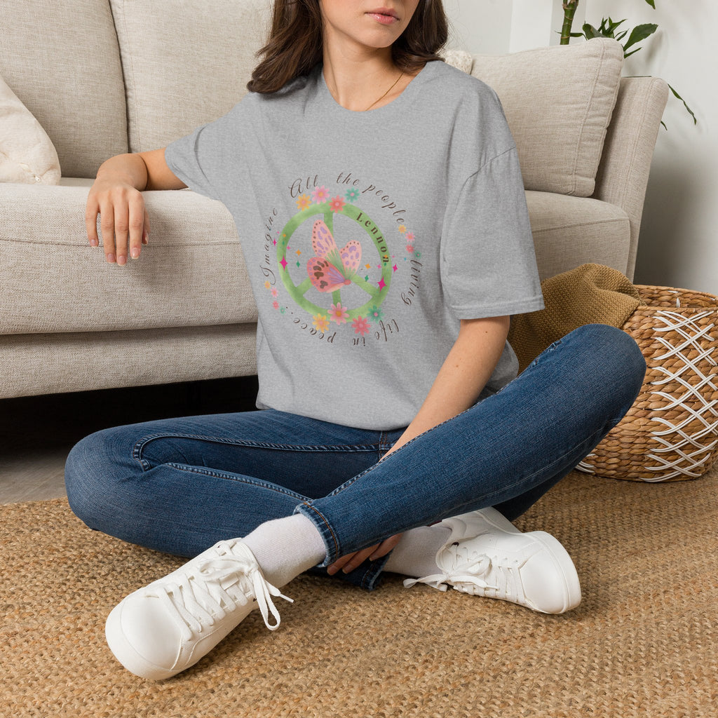 Peace and Love:  Imagine All The People Ultra Soft 100% Cotton Tee for Her