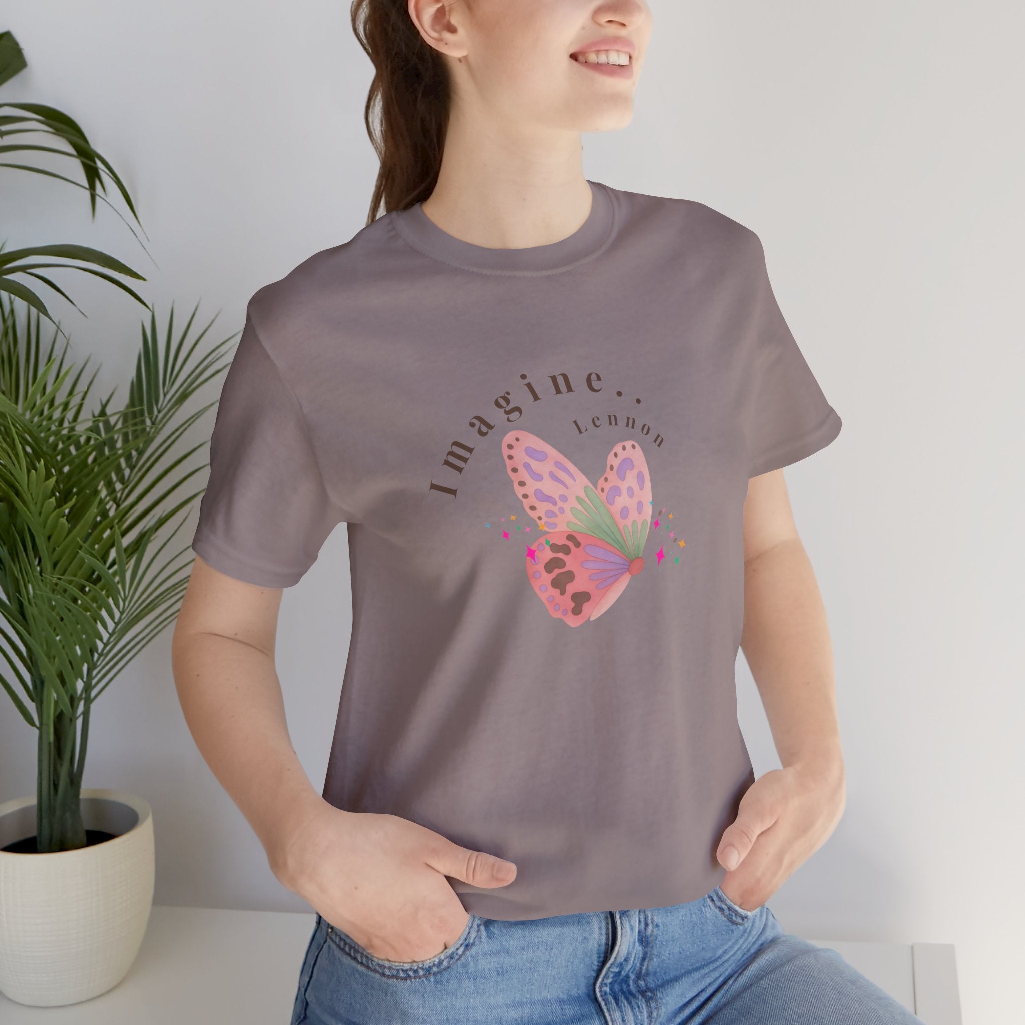 Peace and Love Imagine Tee | John Lennon 70's Butterfly Graphic T-Shirt