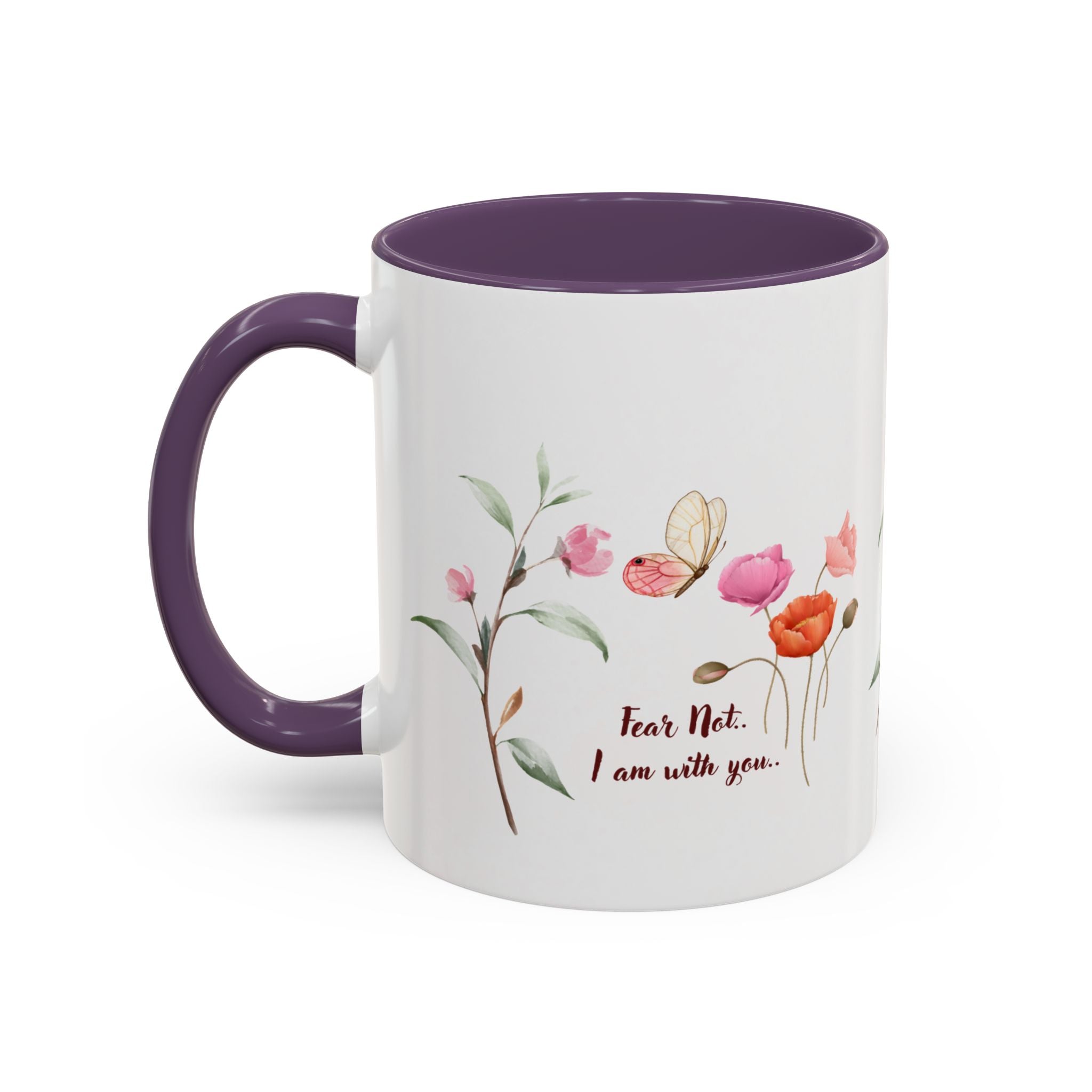 "Fear Not I am With You" Poppies Coffee Mug - Morning Grace in Every Sip (11, 15oz)