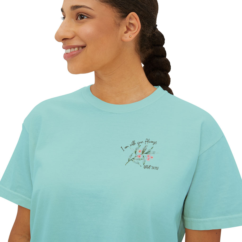 I Am With You Always | Matthew 28:20 Floral Cropped T-Shirt – Faith Tee Adult Female
