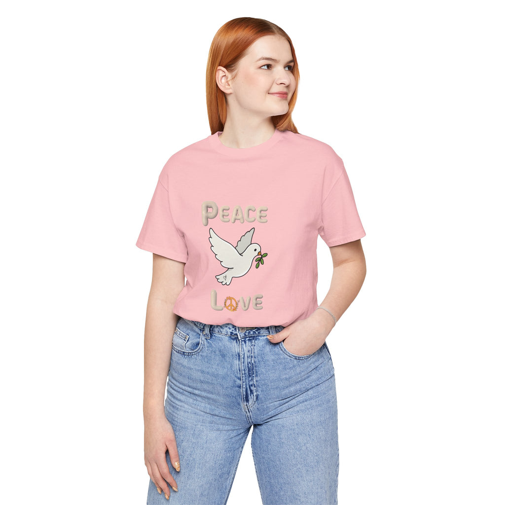Adult Female Relaxed Comfort Tee:  Peace and Love