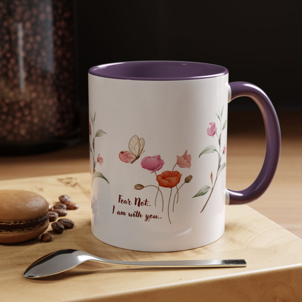 "Fear Not I am With You" Poppies Coffee Mug - Morning Grace in Every Sip (11, 15oz)