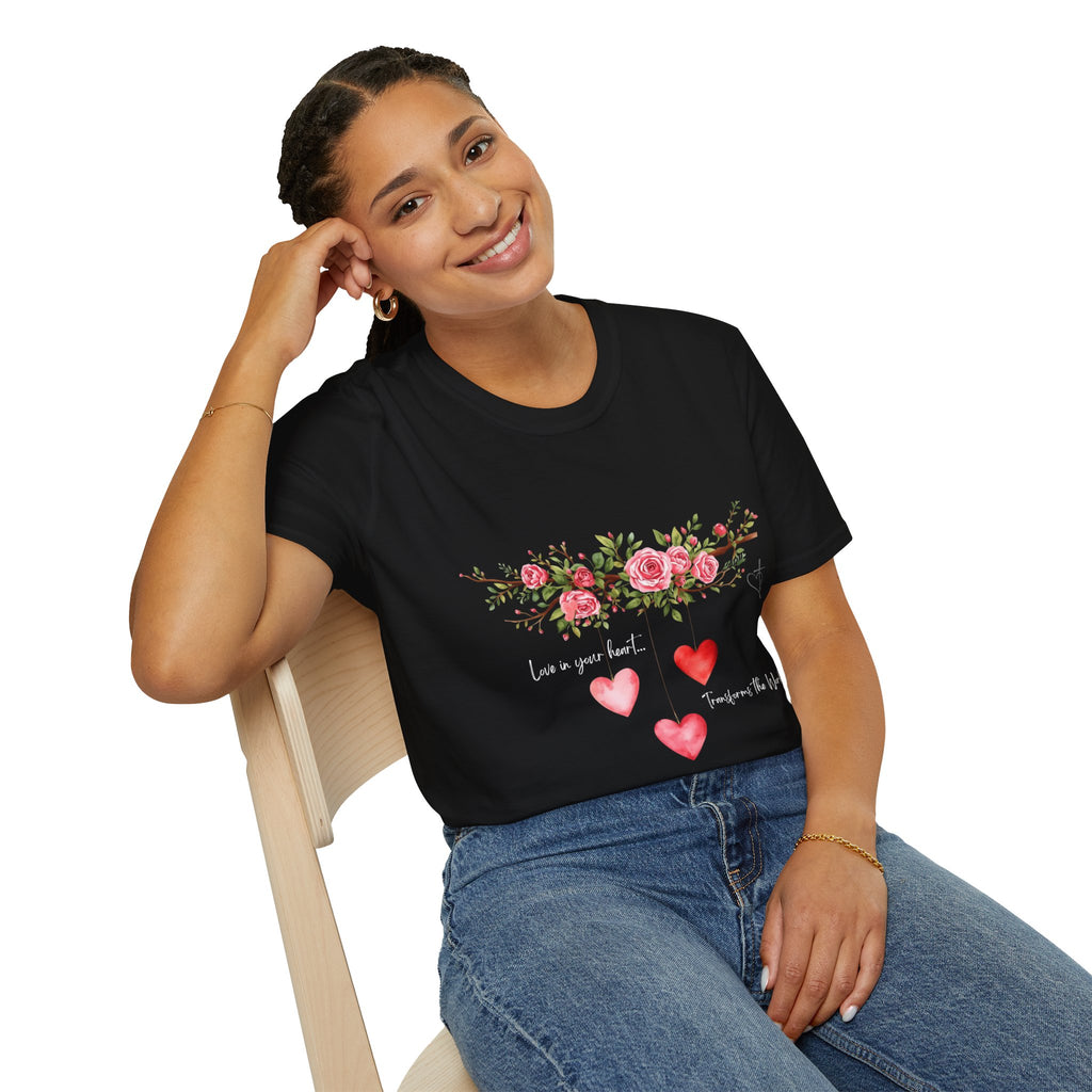 Love in Your Heart Transforms the World Tee – Women's Floral Heart Crewneck