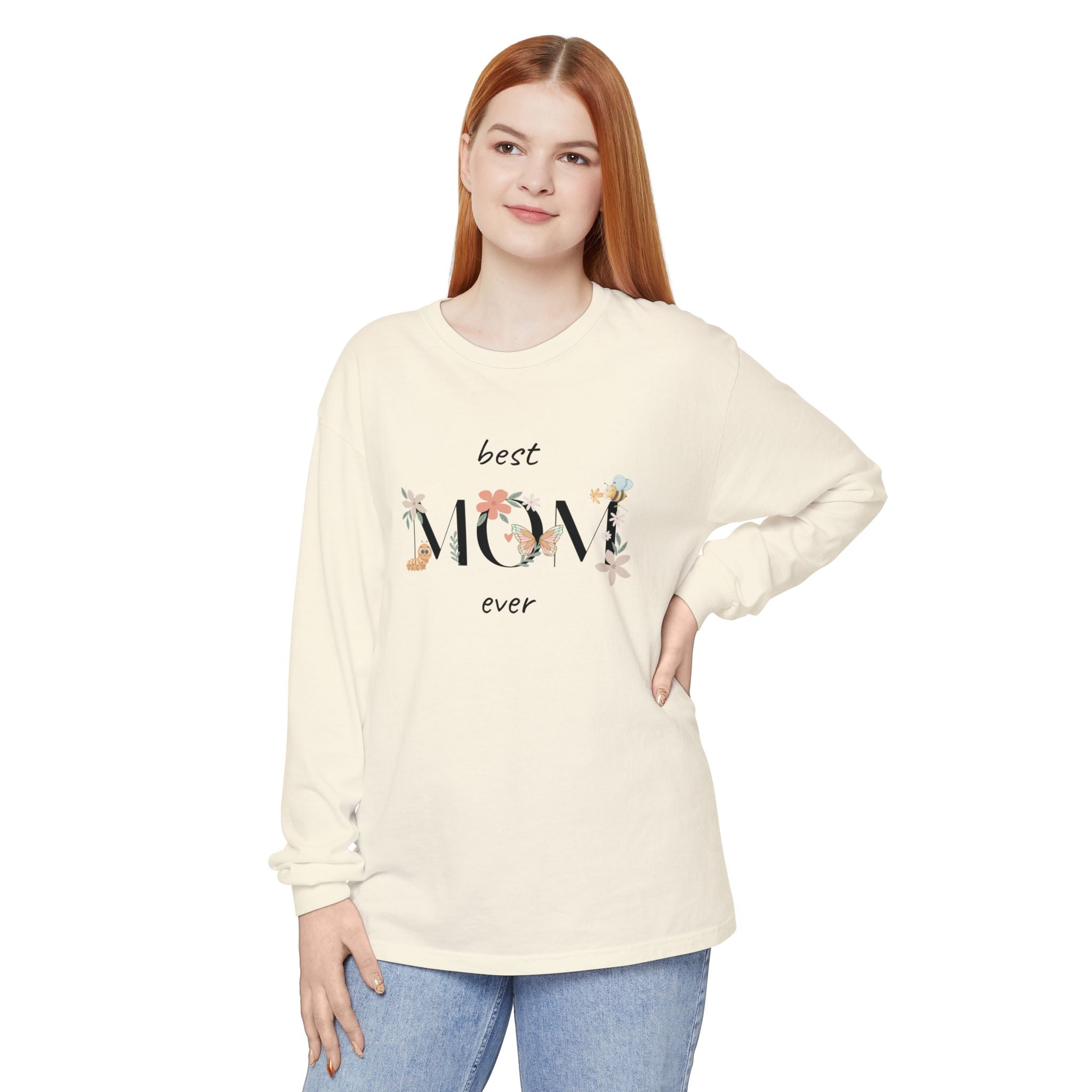 Adult Female Long Sleeve Floral Tee Best Mom Ever