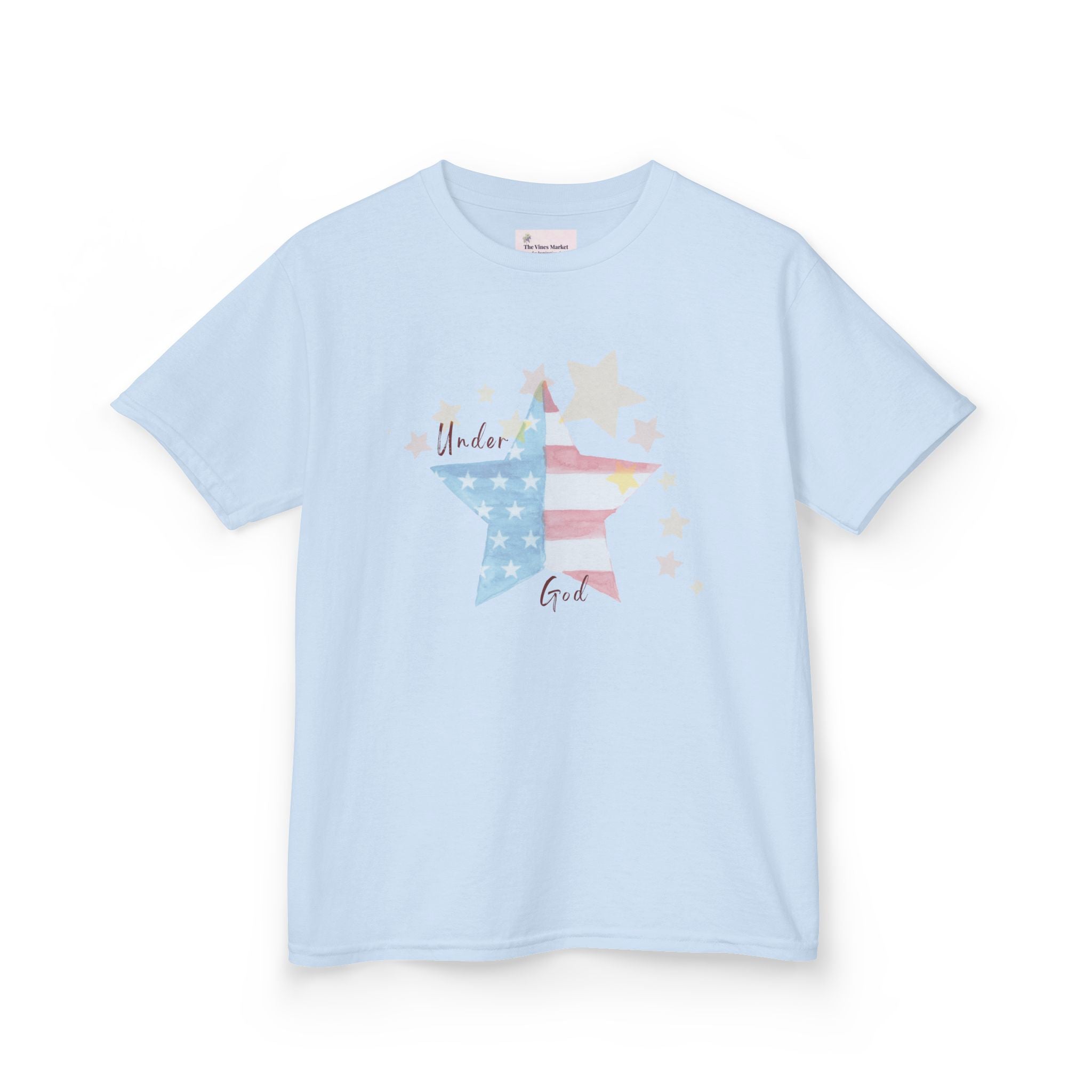 Under God | Watercolor Star Flag Kids T-Shirt Unisex Kids Heavy Cotton™ Tee