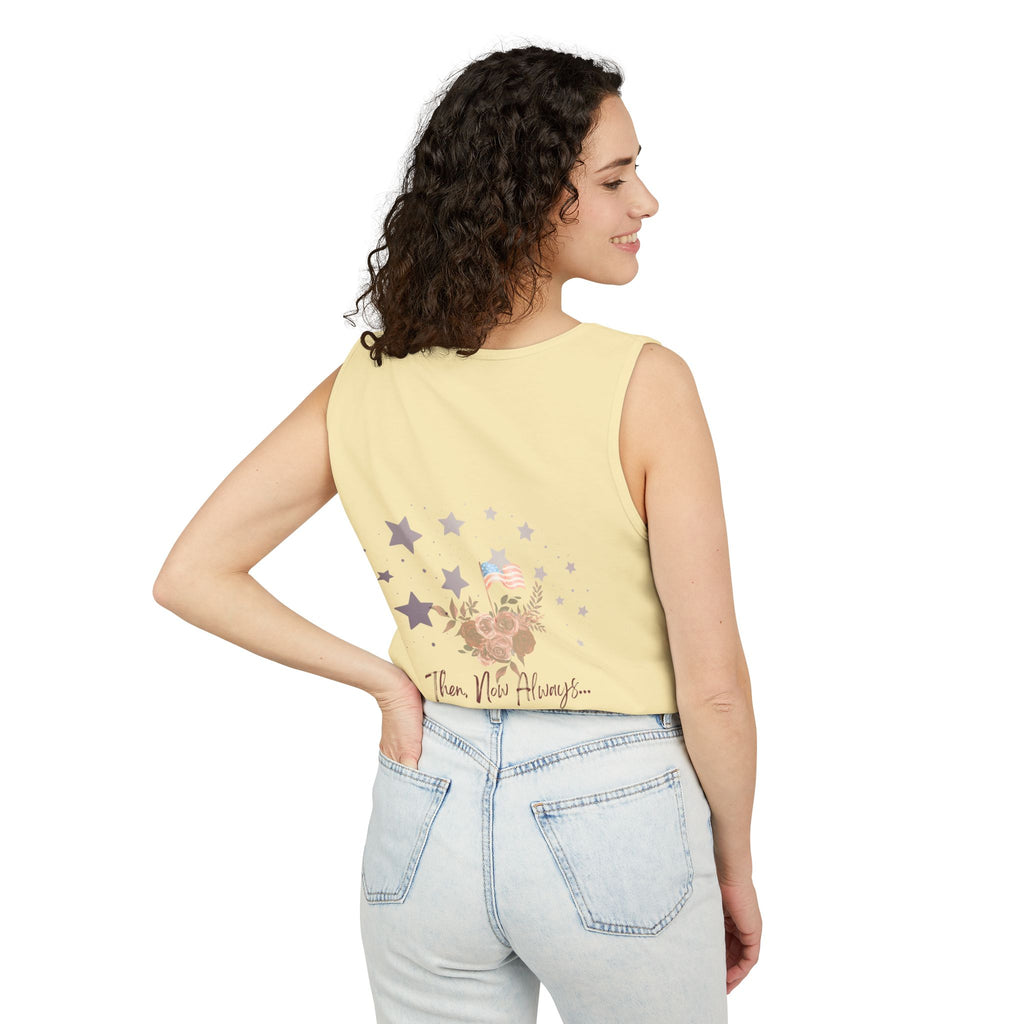 Then, Now and Always | Watercolor Flag & Roses Women's Tank Top