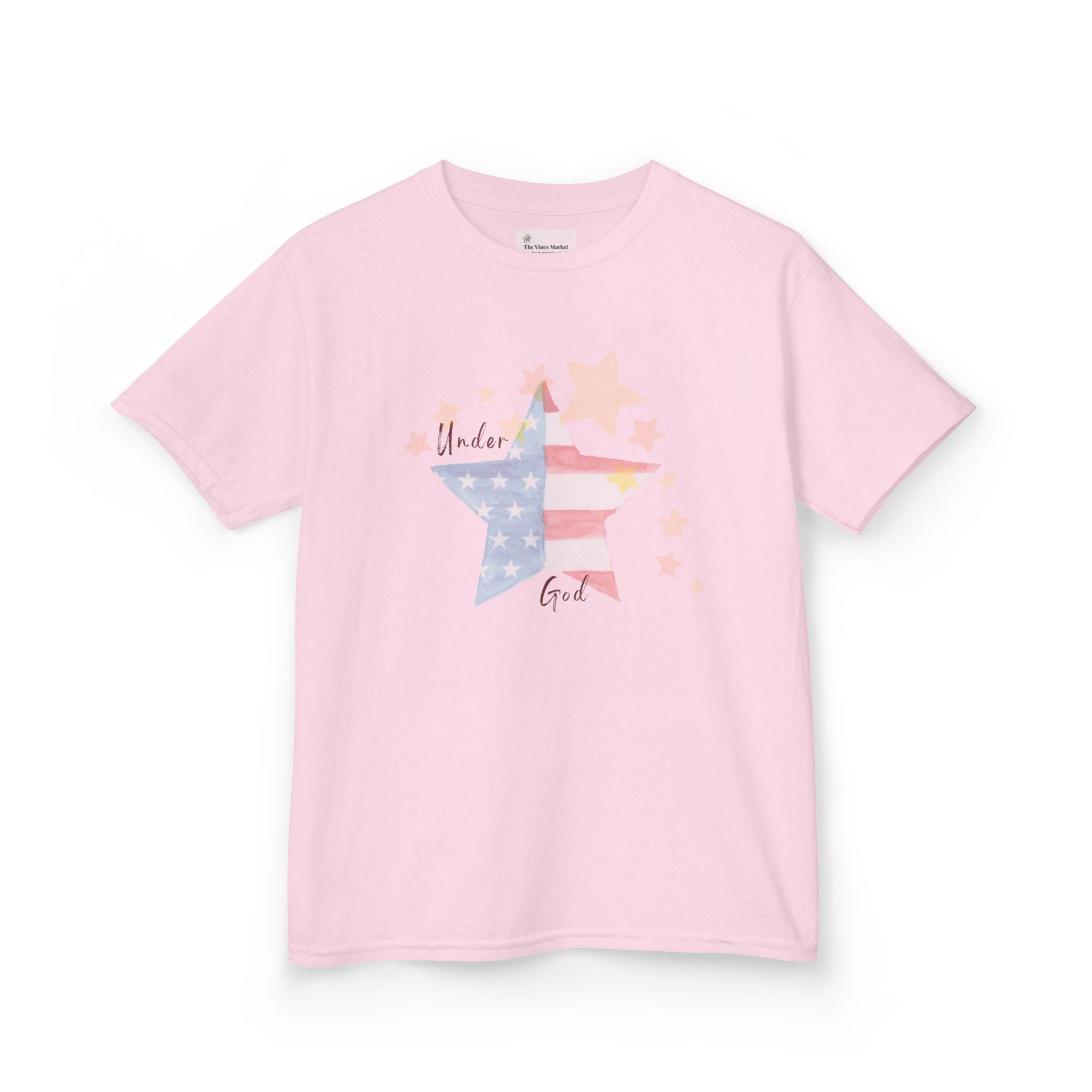 Under God | Watercolor Star Flag Kids T-Shirt Unisex Kids Heavy Cotton™ Tee