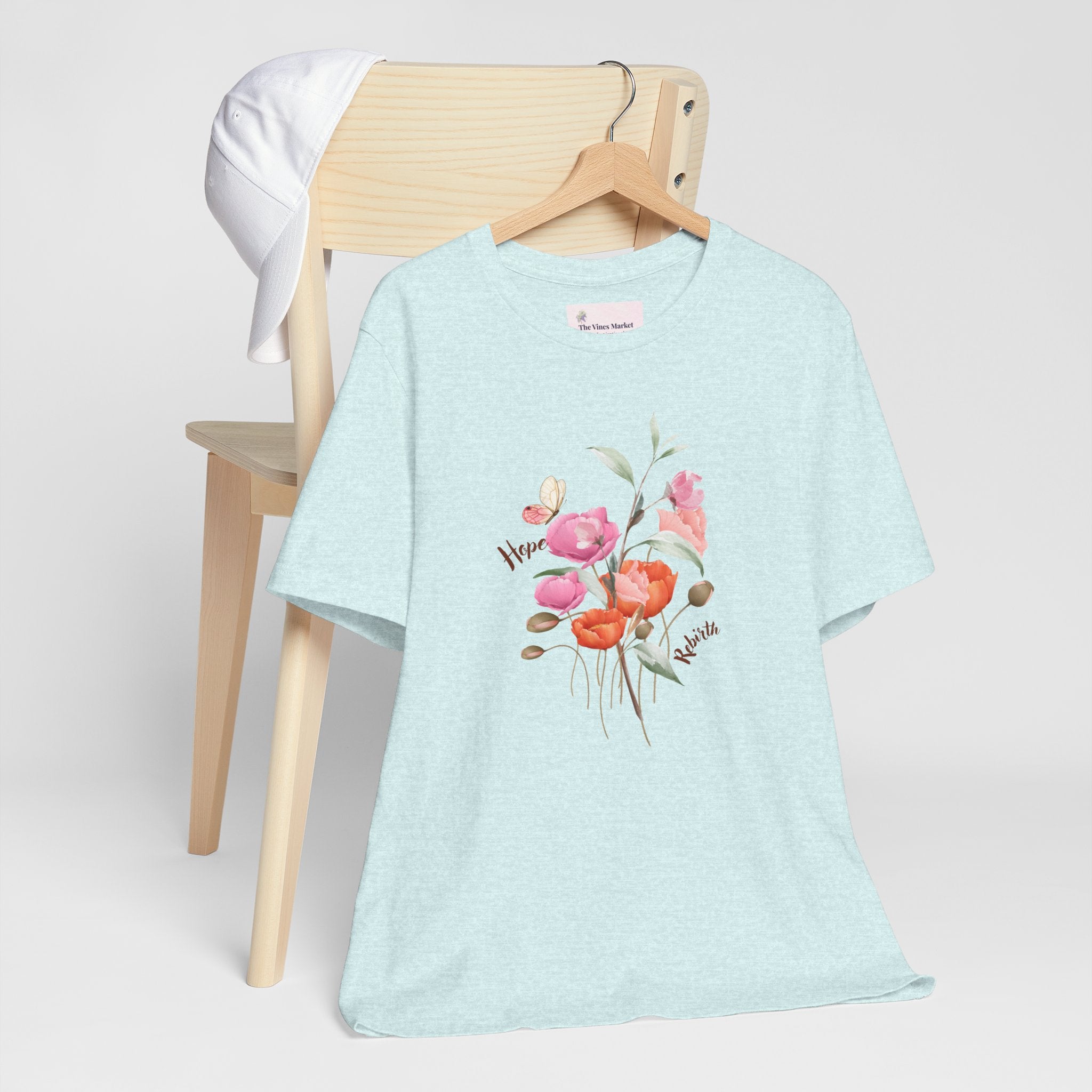 Relaxed Adult Female Comfort Tee: Hope & Rebirth Floral Tee – Easter Collection
