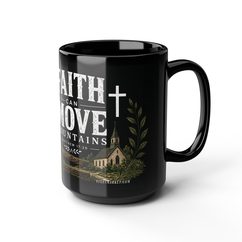 Faith Can Move Mountains | Black Ceramic Mug, 15oz