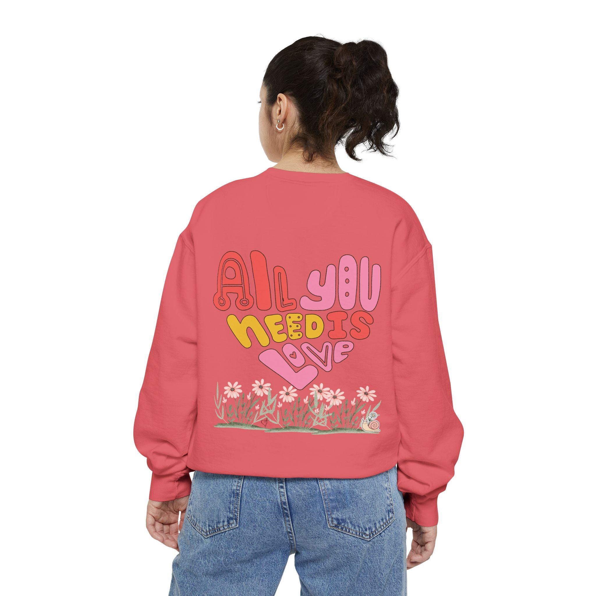 Retro Adult Female Crew Neck Sweatshirt:  All You Need is Love