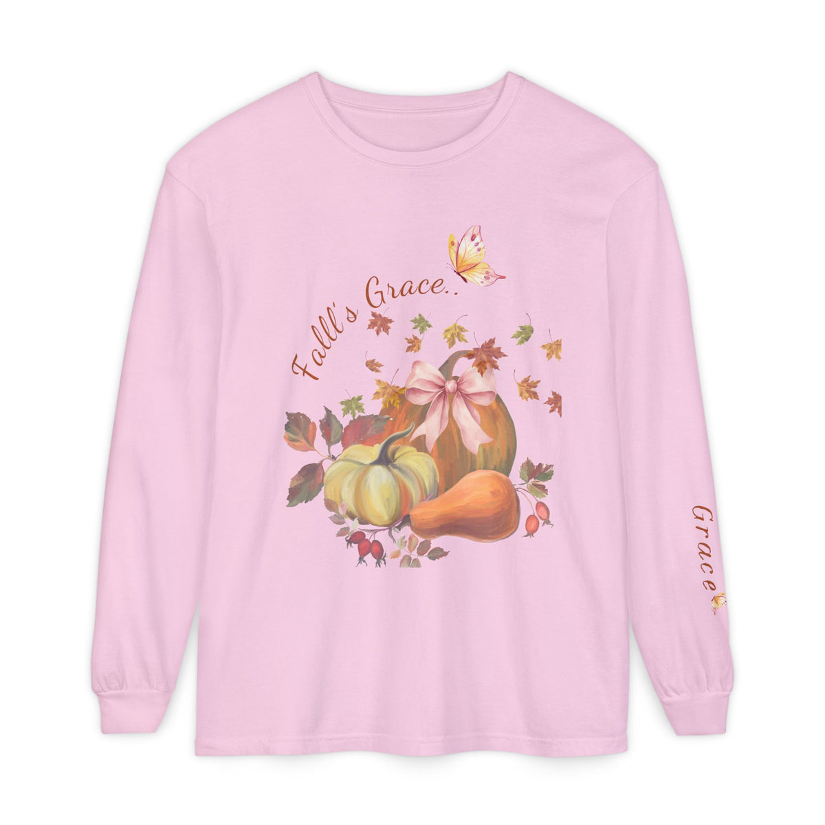 Fall’s Grace | Women’s Pumpkin Long-Sleeve Tee