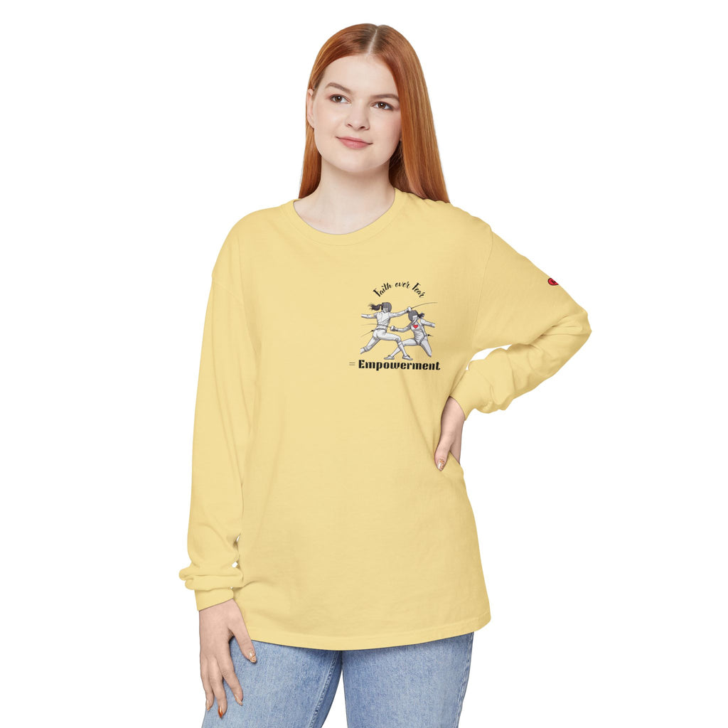 Faith Over Fear – Empowerment Long Sleeve Fencing Tee for Women & Girls