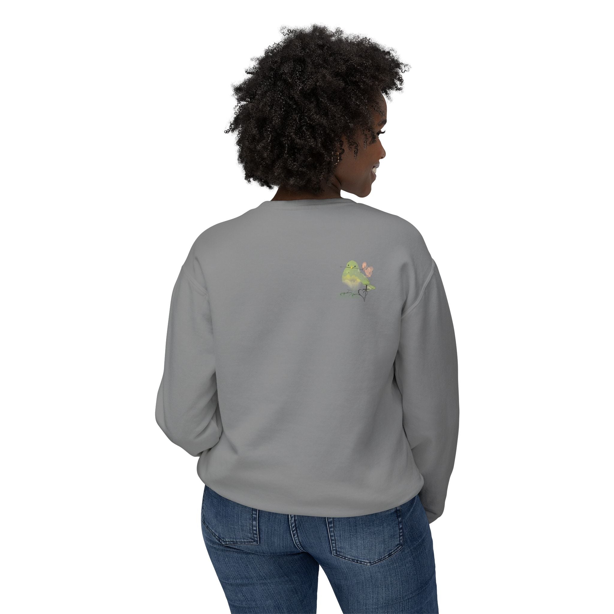 Female Adult Lightweight Crewneck Sweatshirt: Mom… Forever – Nurturing Floral