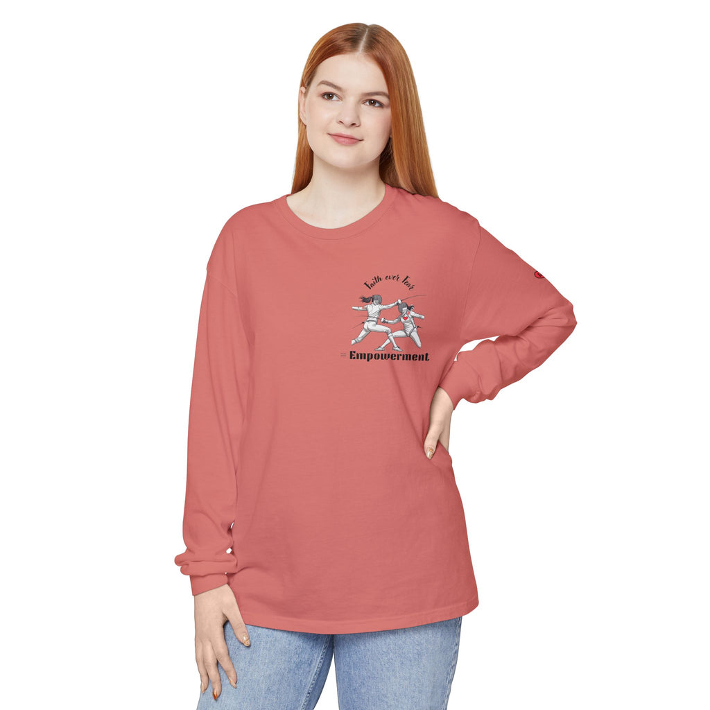 Faith Over Fear – Empowerment Long Sleeve Fencing Tee for Women & Girls