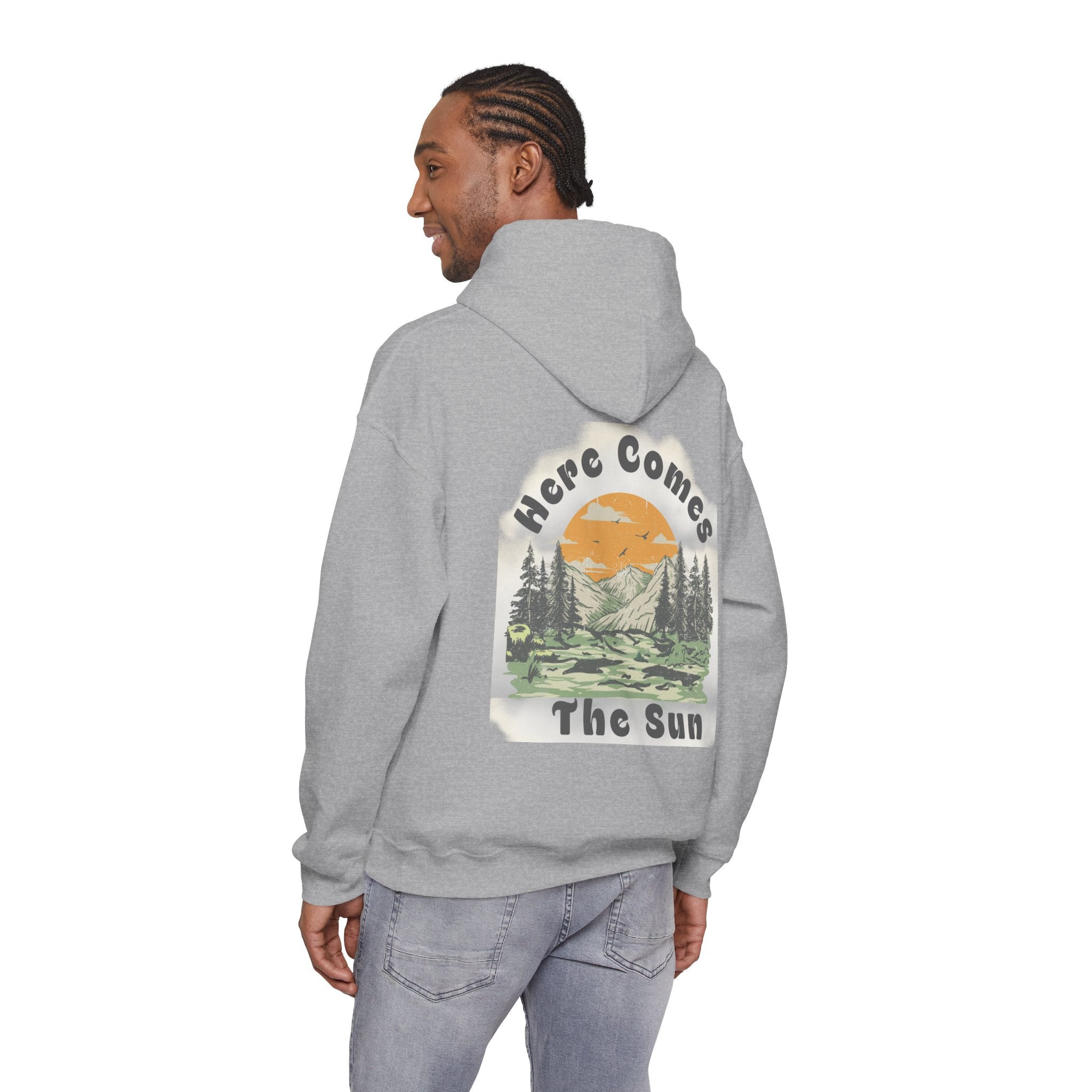 Peace and Love Retro "Here Comes The Sun" Graphic Hoodie — Unisex for Anyone