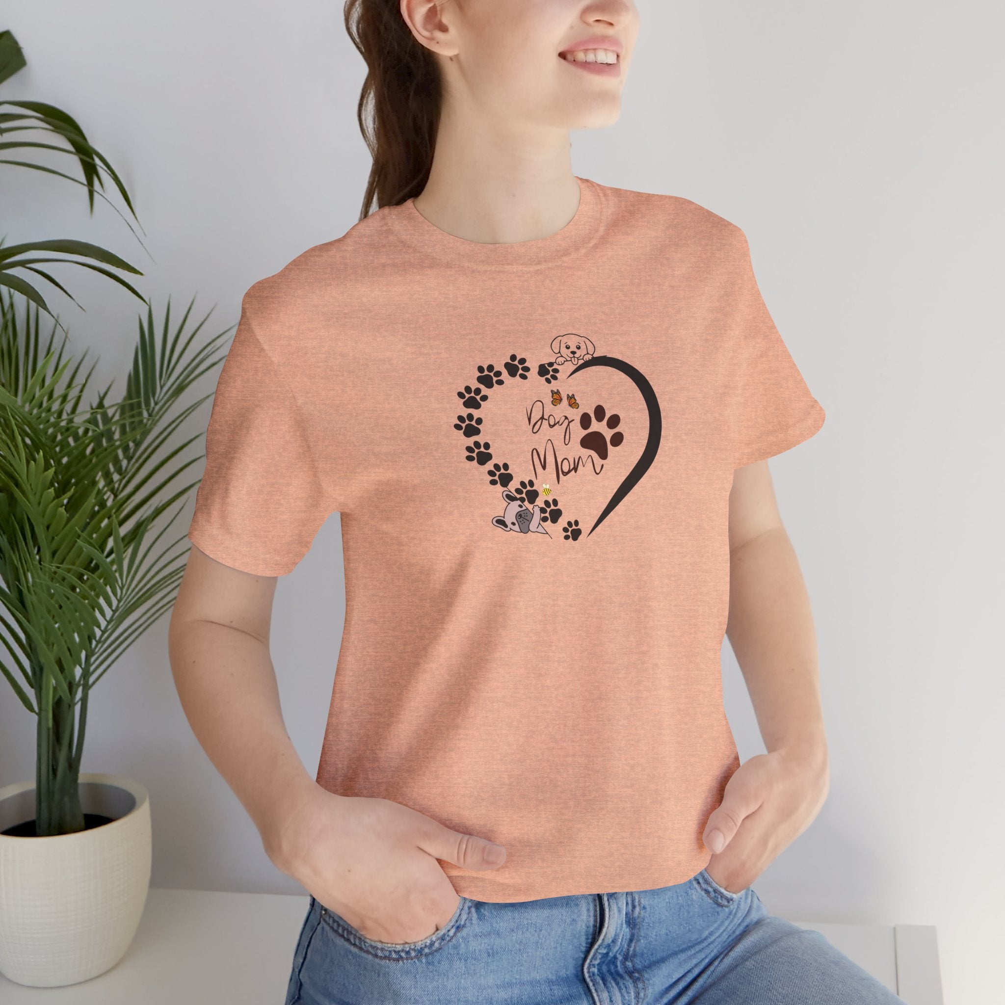 Dog Mom | Heart Paw Print T-Shirt – Cute Dog Lover Gift Adult Female