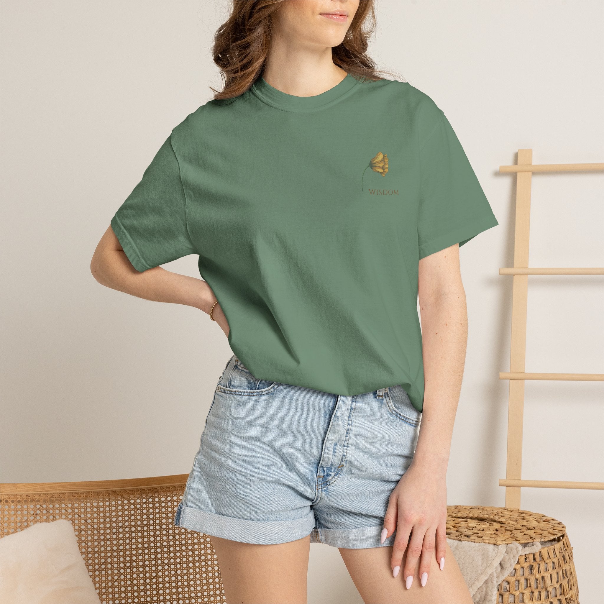 Whispers Collection™ | “Wisdom” Comfort Colors® Garment-Dyed Tee | Inspirational Botanical Shirt | Literary Minimalist Graphic Tee Women Adult