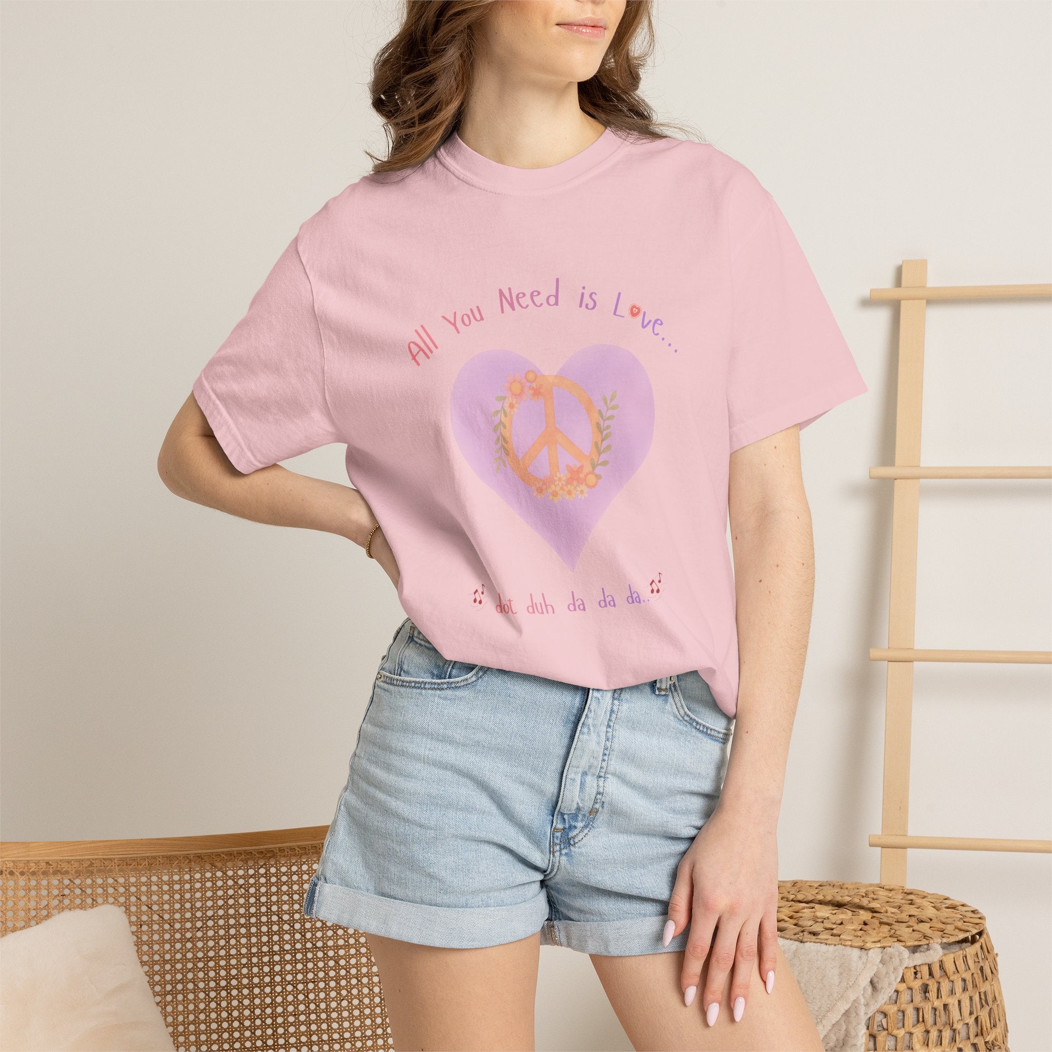 Peace and Love — Watercolor All You Need Is Love Tee — For Her