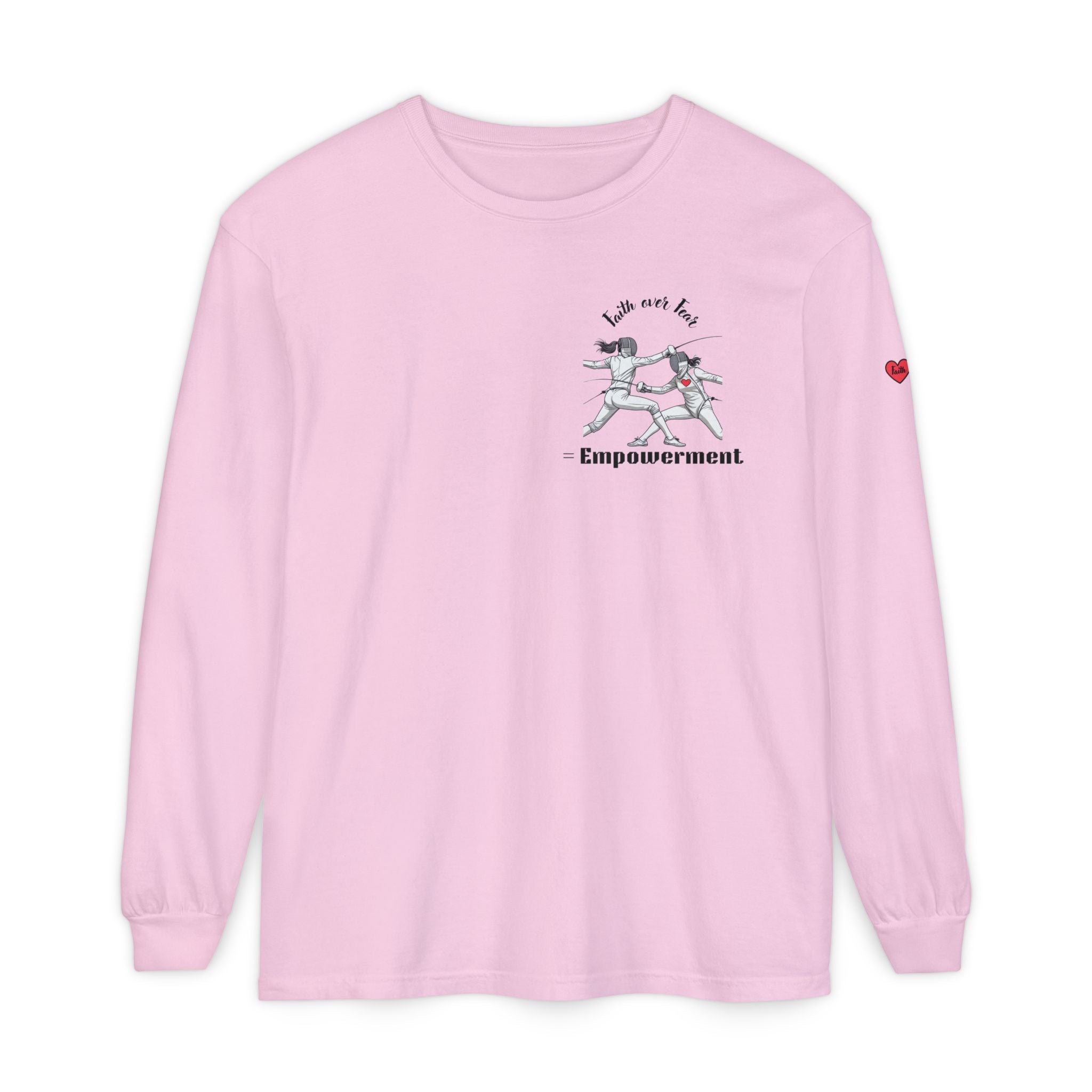 Faith Over Fear – Empowerment Long Sleeve Fencing Tee for Women & Girls