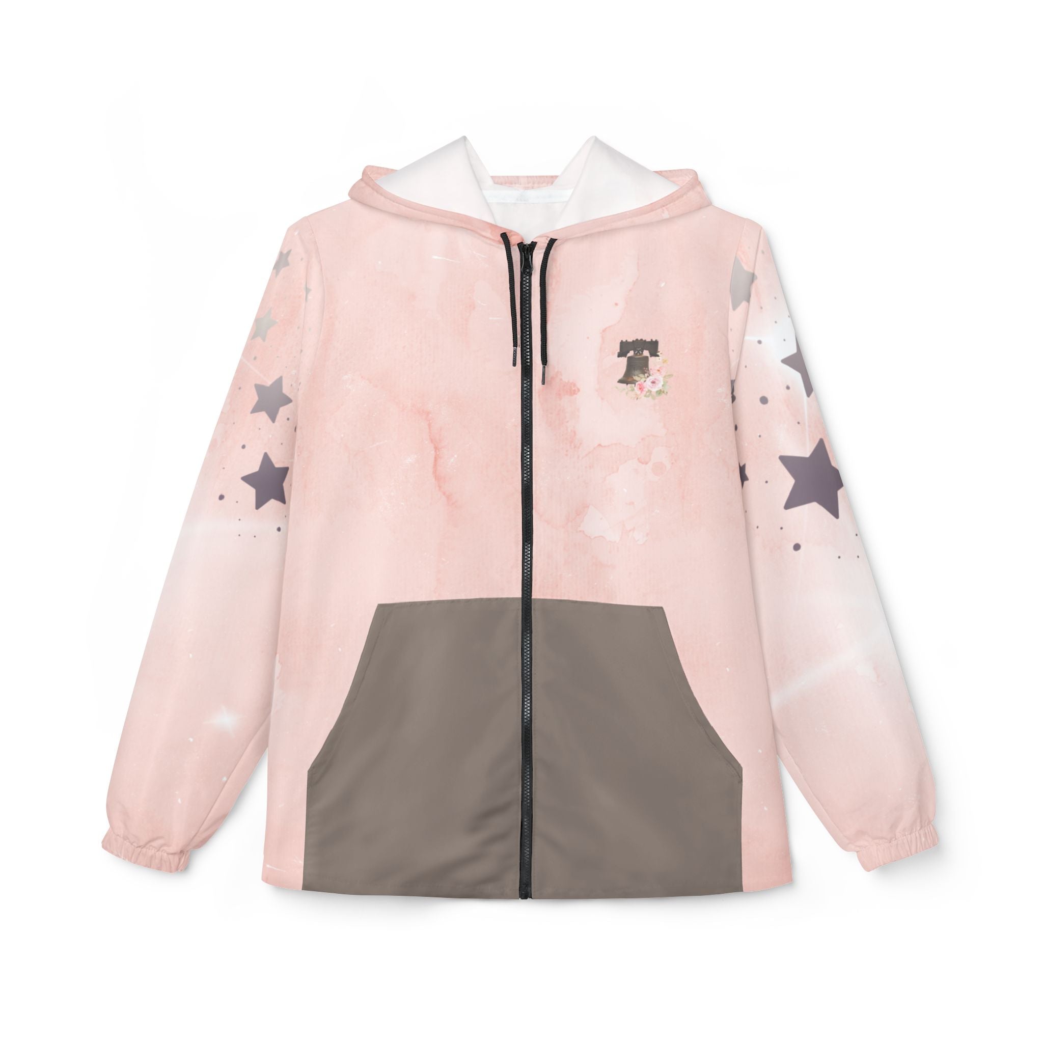 Under God | Watercolor Roses & Flag Women's  Windbreaker Jacket - Blush Pink