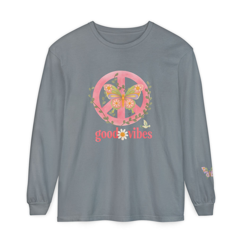 Peace and Love Soft Long Sleeve Good Vibes T-Shirt -- for Her