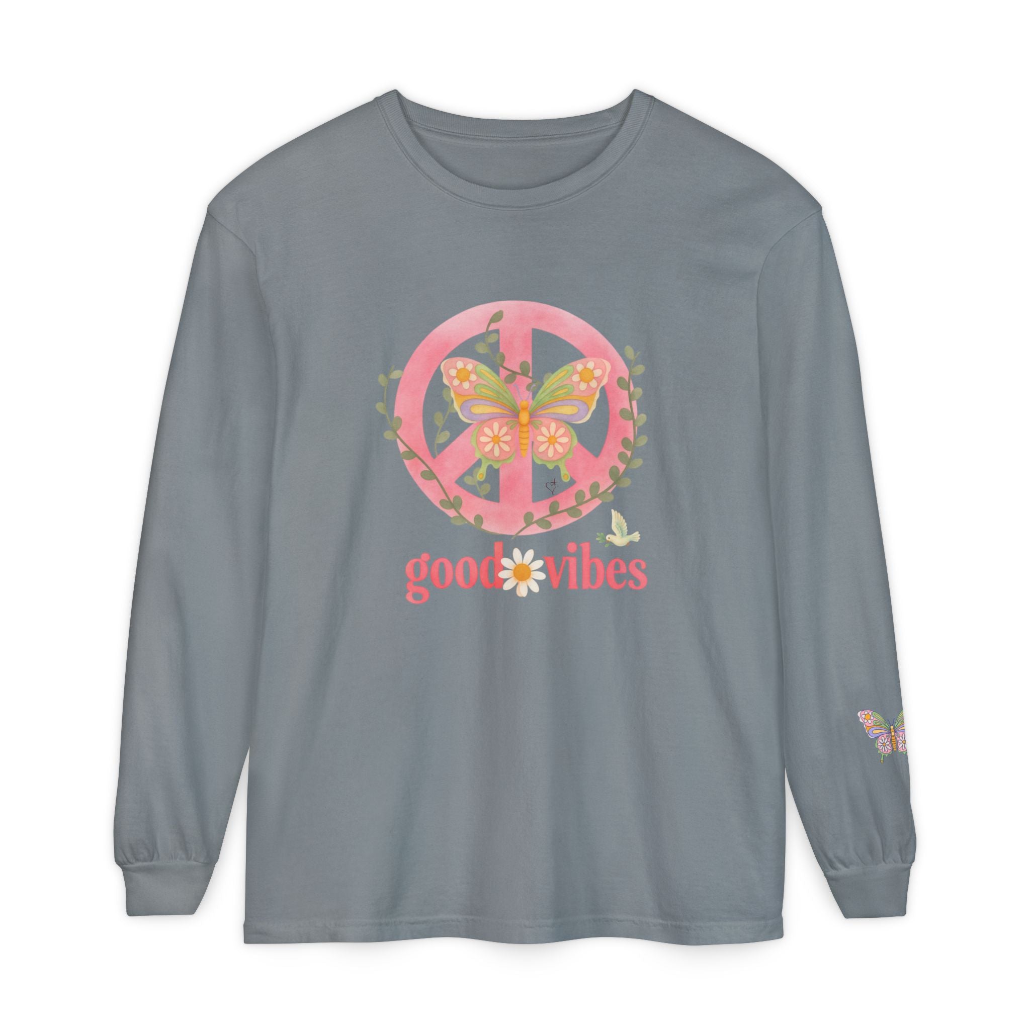 Peace and Love Soft Long Sleeve Good Vibes T-Shirt -- for Her