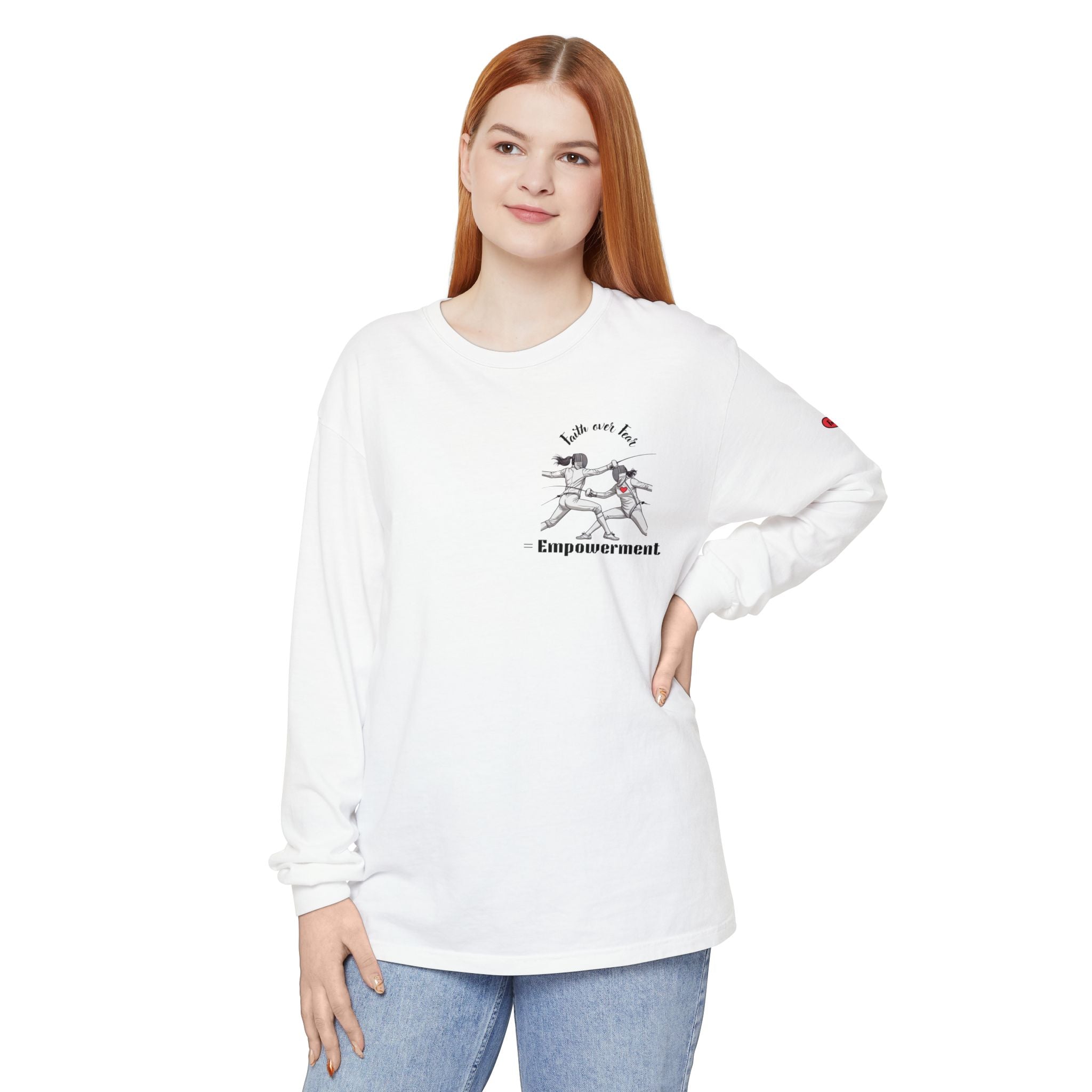 Faith Over Fear – Empowerment Long Sleeve Fencing Tee for Women & Girls