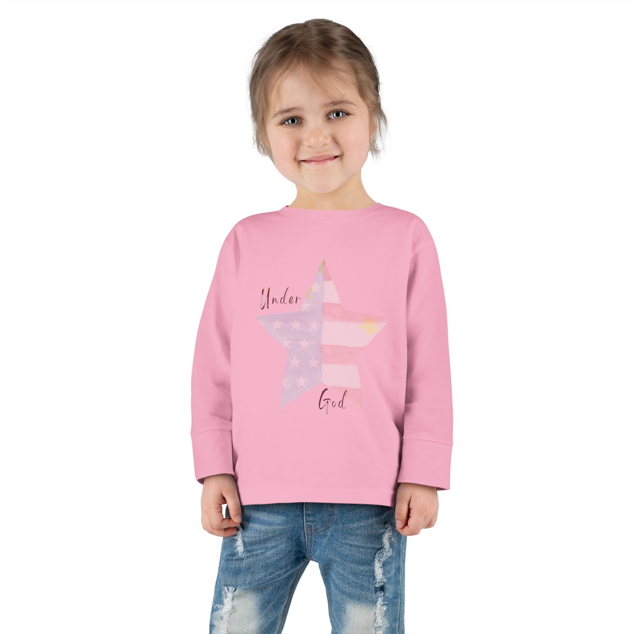 Under God | Watercolor Star Unisex Toddler Long Sleeve Tee