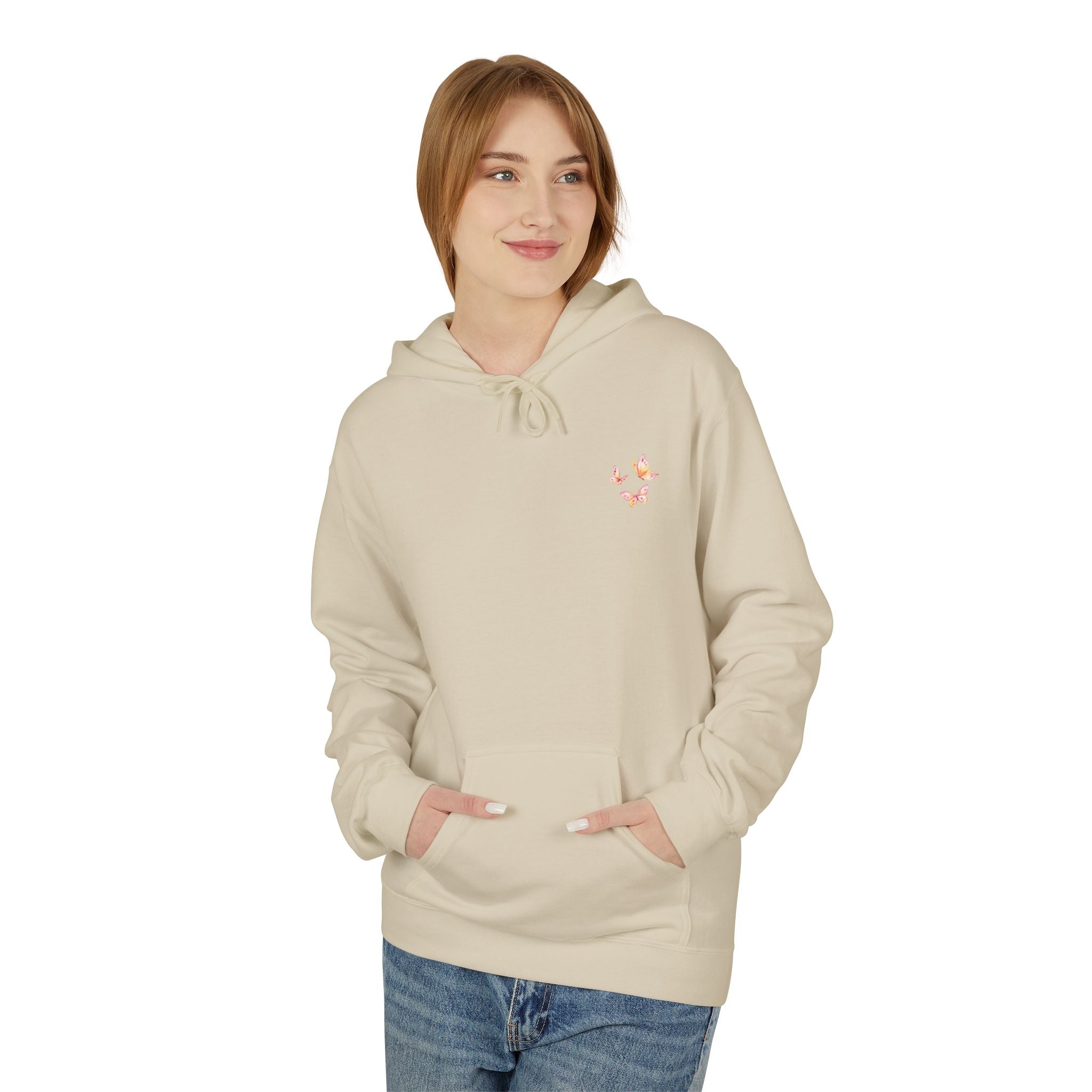 Adult Female Lightweight Soft Fleece Style Hoodie With Pockets:  "I am With You"  (Isaiah 41:10)