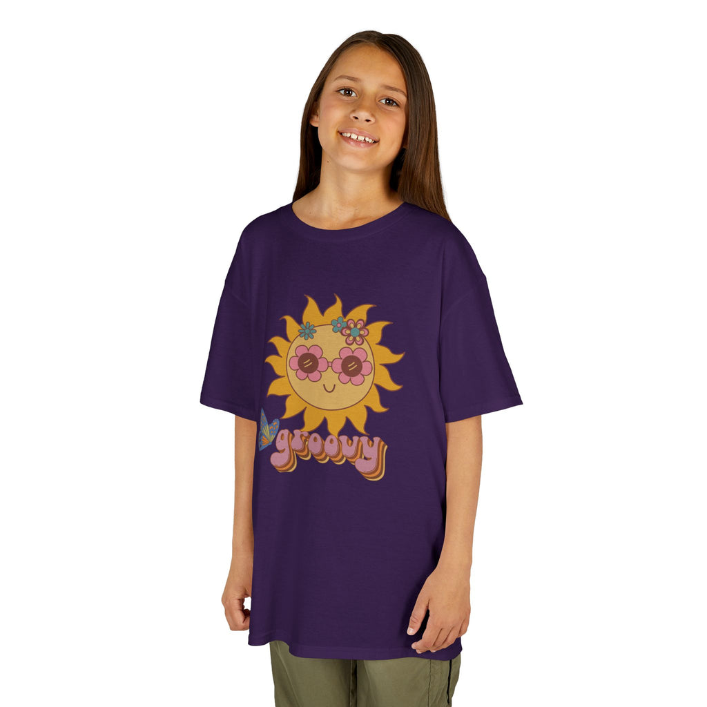 Peace and Love Groovy Sun Kids Tee — Retro 70s Graphic T-Shirt for Boys & Girls