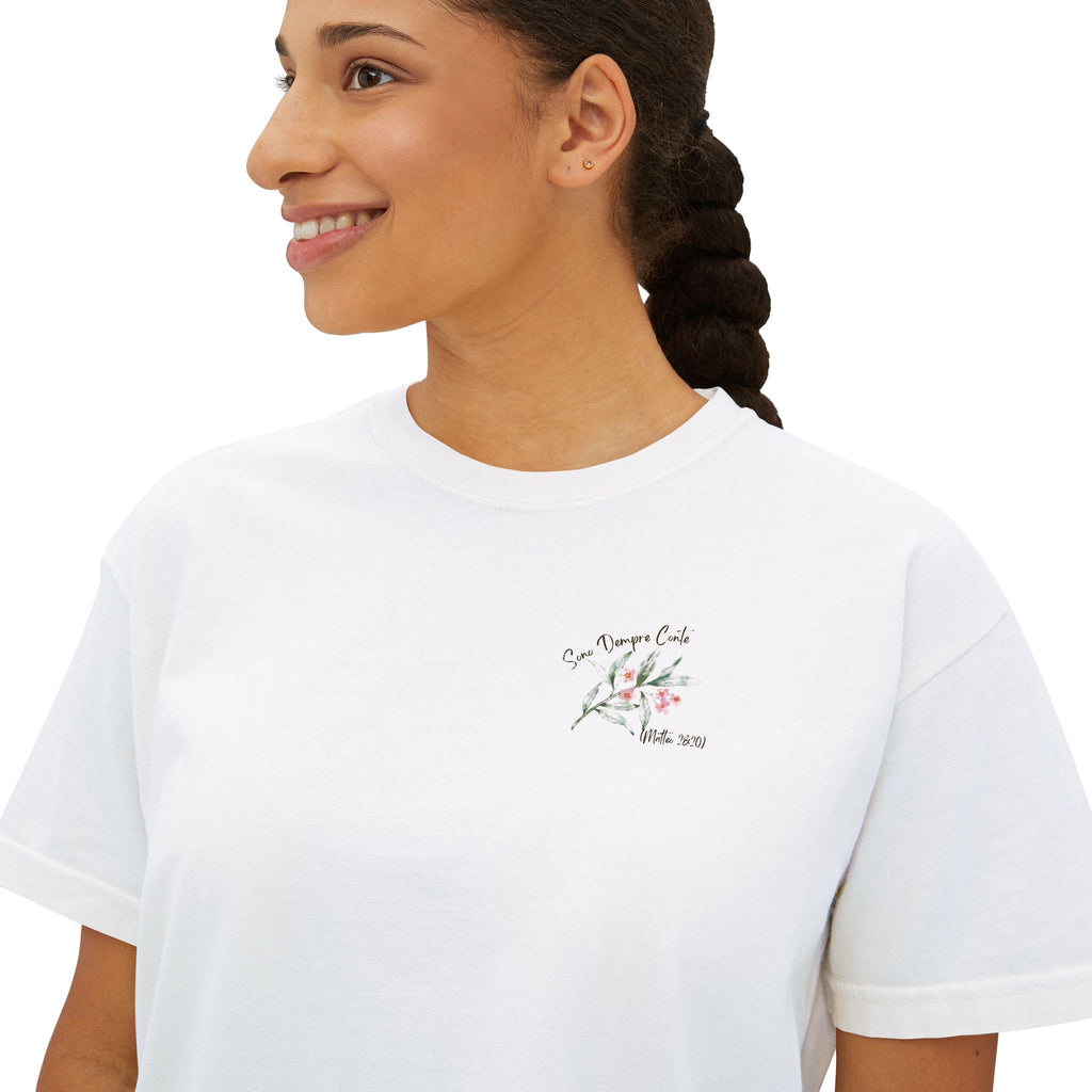 I Am With You Always" Multilingual Cropped Tee Adult Female