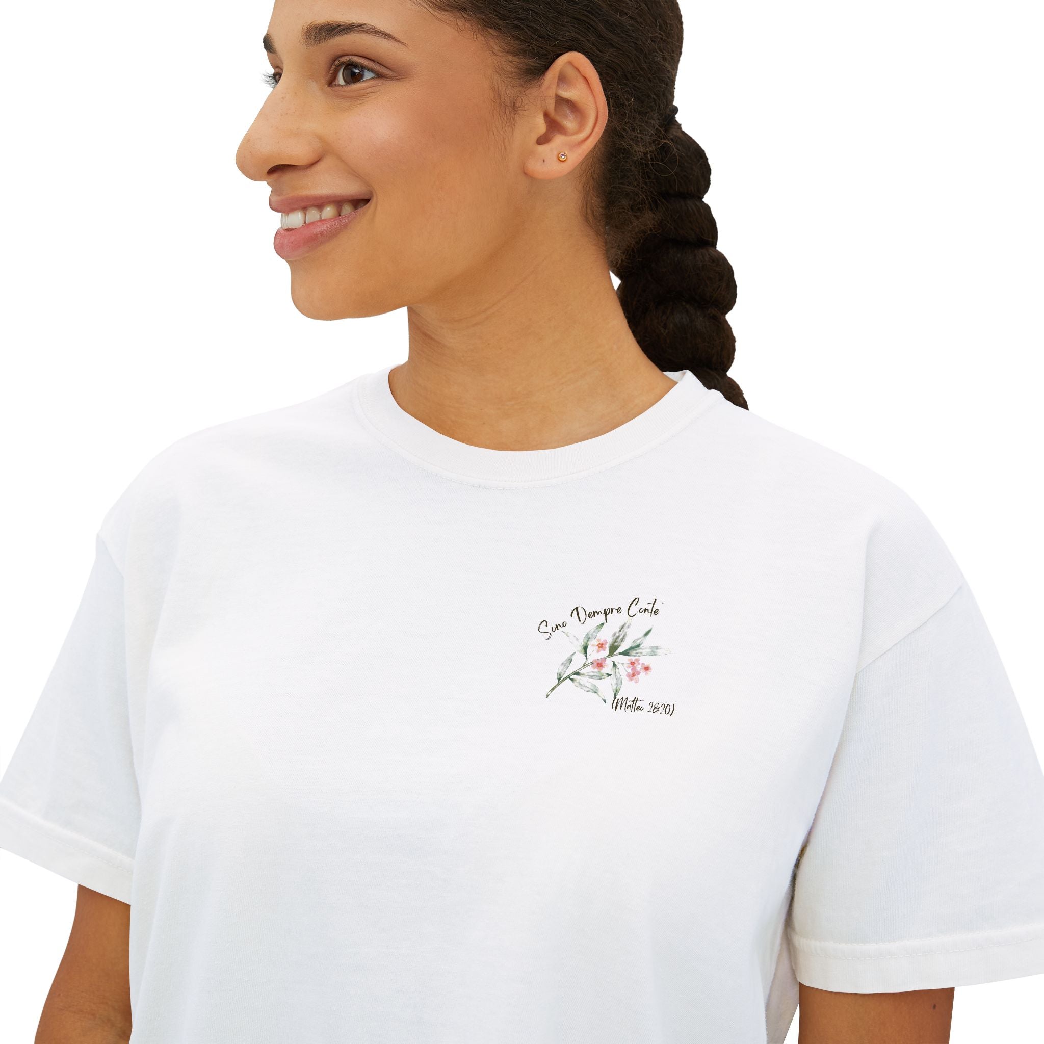 I Am With You Always" Multilingual Cropped Tee Adult Female