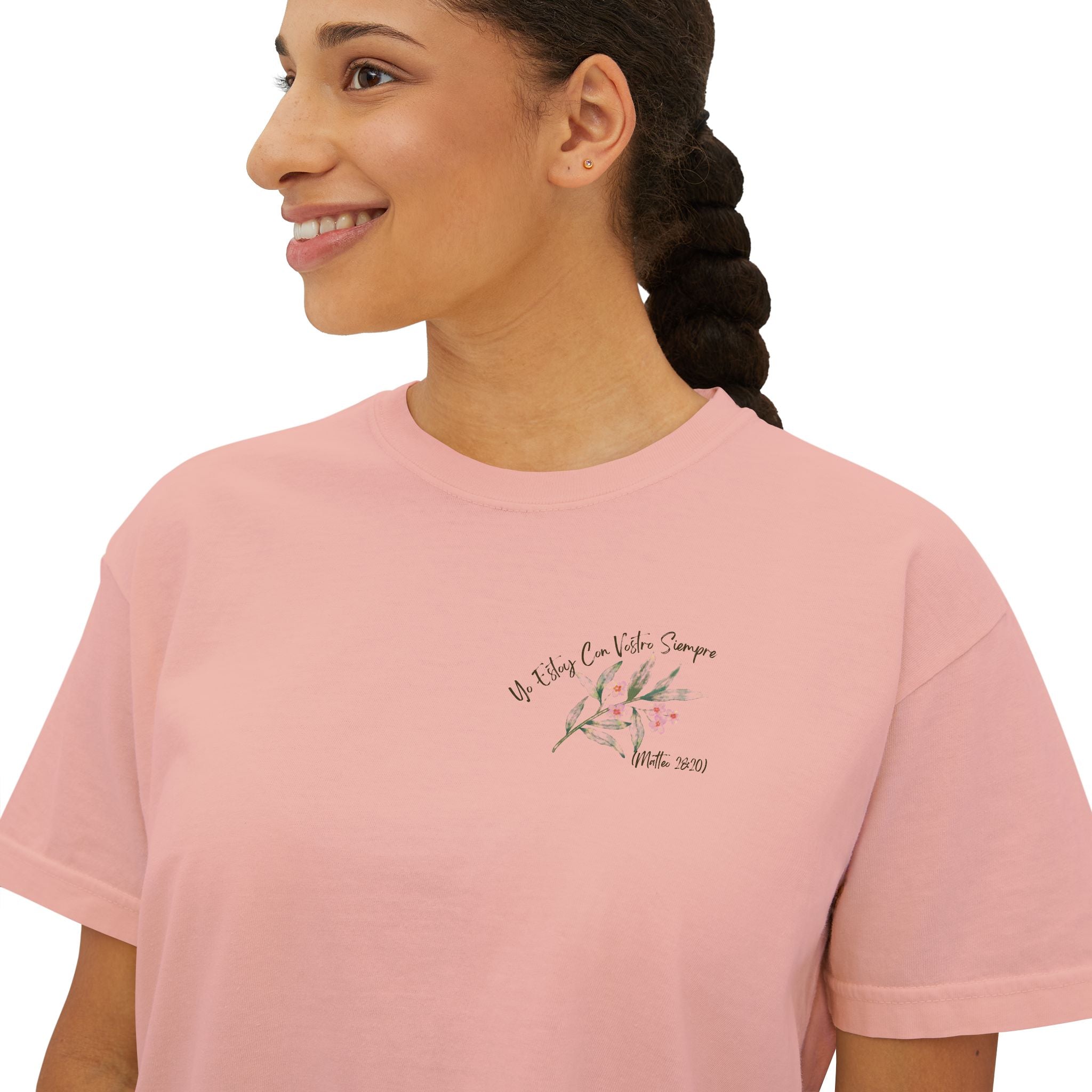 I Am With You Always" Multilingual Cropped Tee Adult Female
