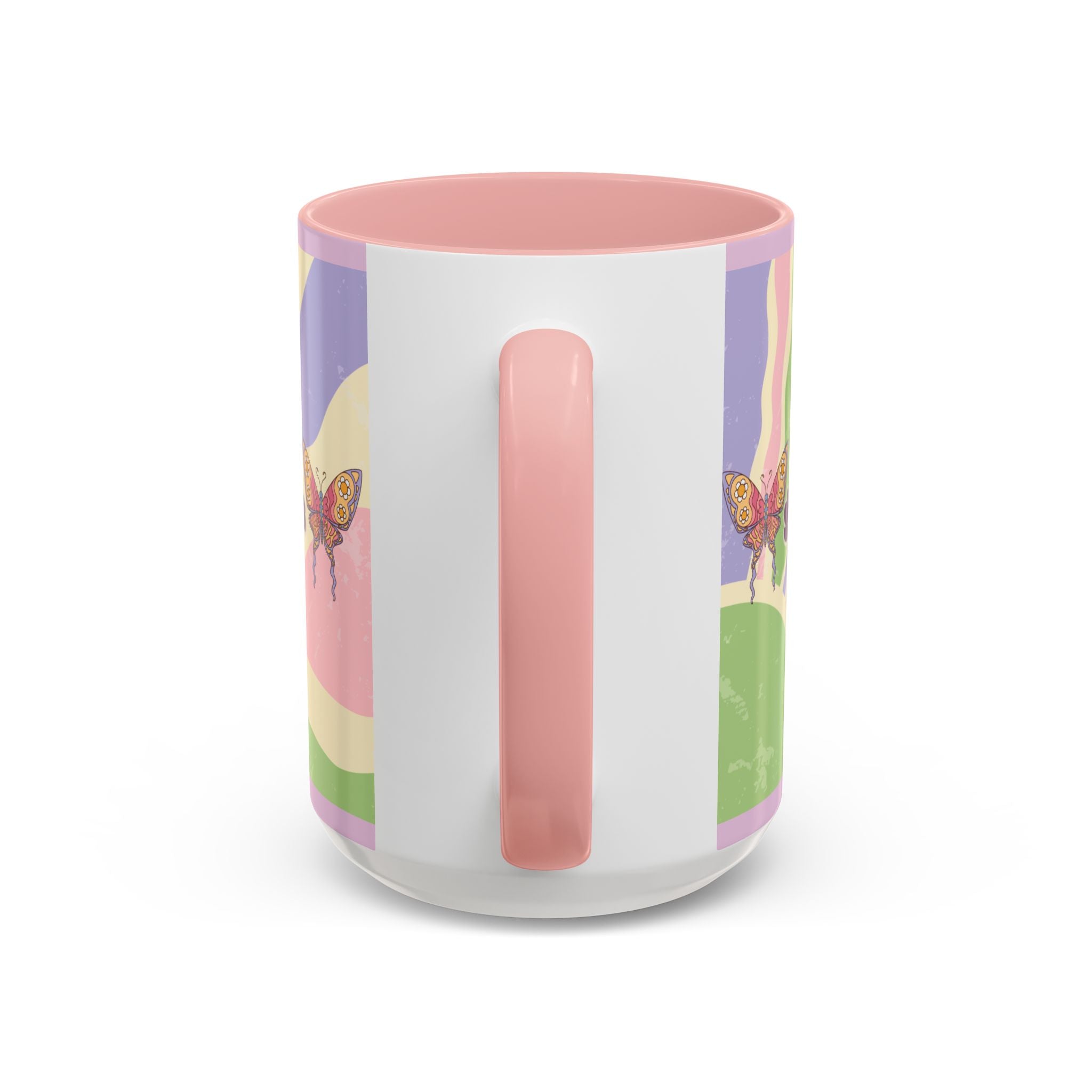 Peace & Love Good Vibes Ceramic Mug — Boho Butterfly & Dove Design (11, 15oz)