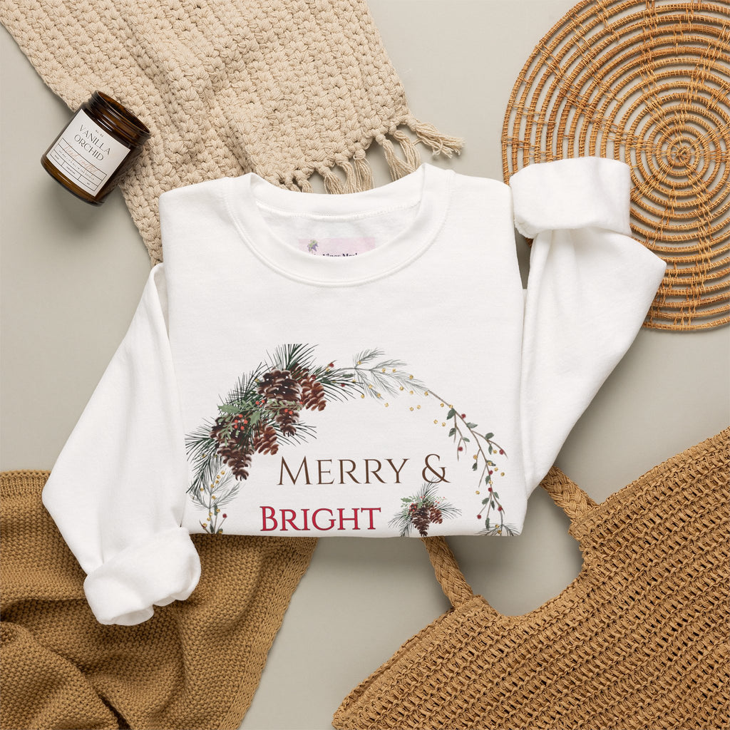 Merry & Bright & Blessed | Women's Christmas Crewneck Sweatshirt