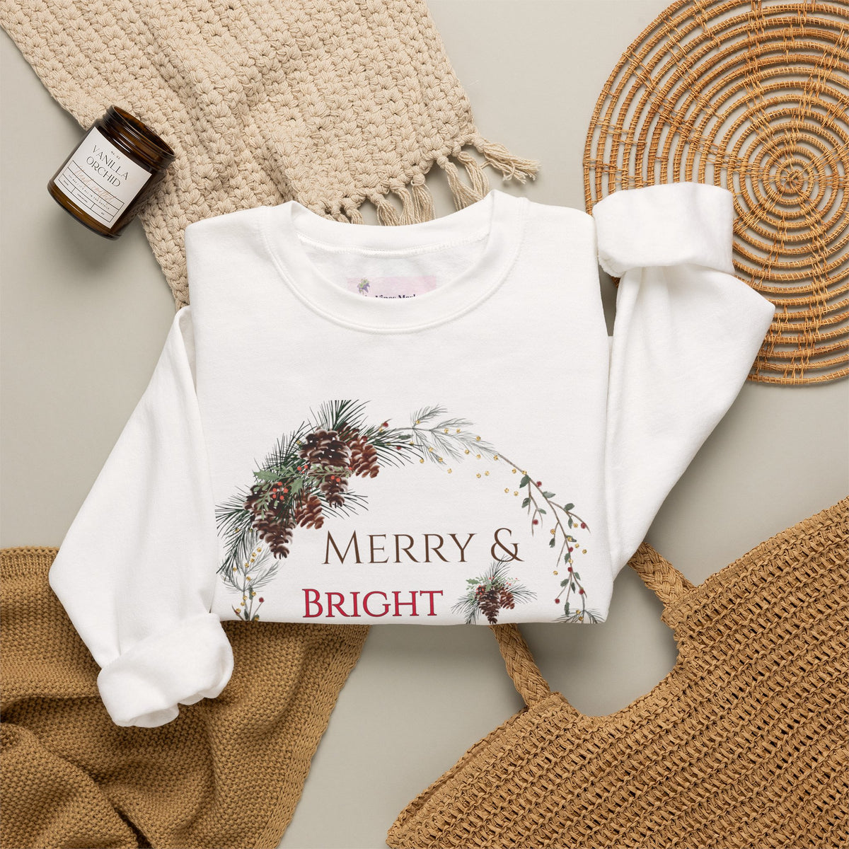 Merry & Bright & Blessed | Women's Christmas Crewneck Sweatshirt