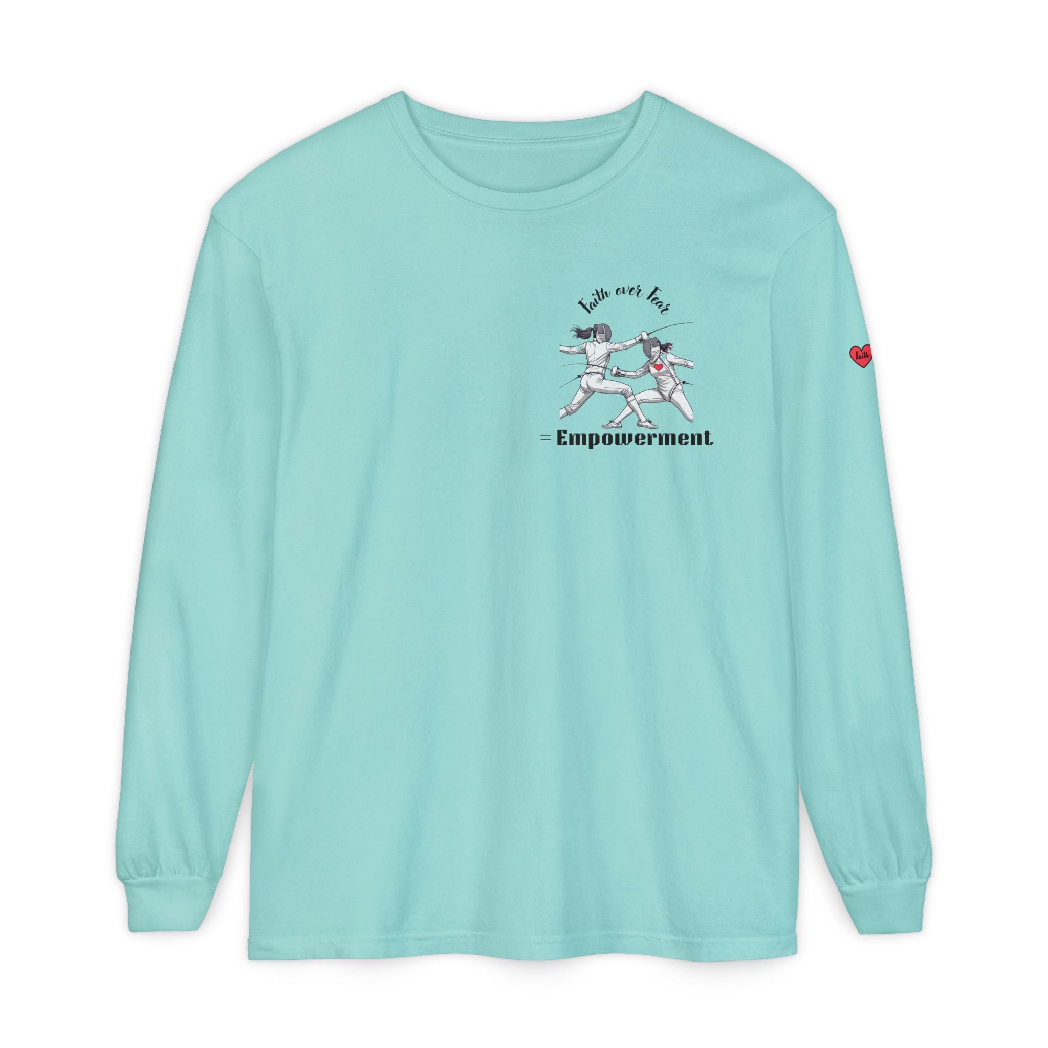 Faith Over Fear – Empowerment Long Sleeve Fencing Tee for Women & Girls
