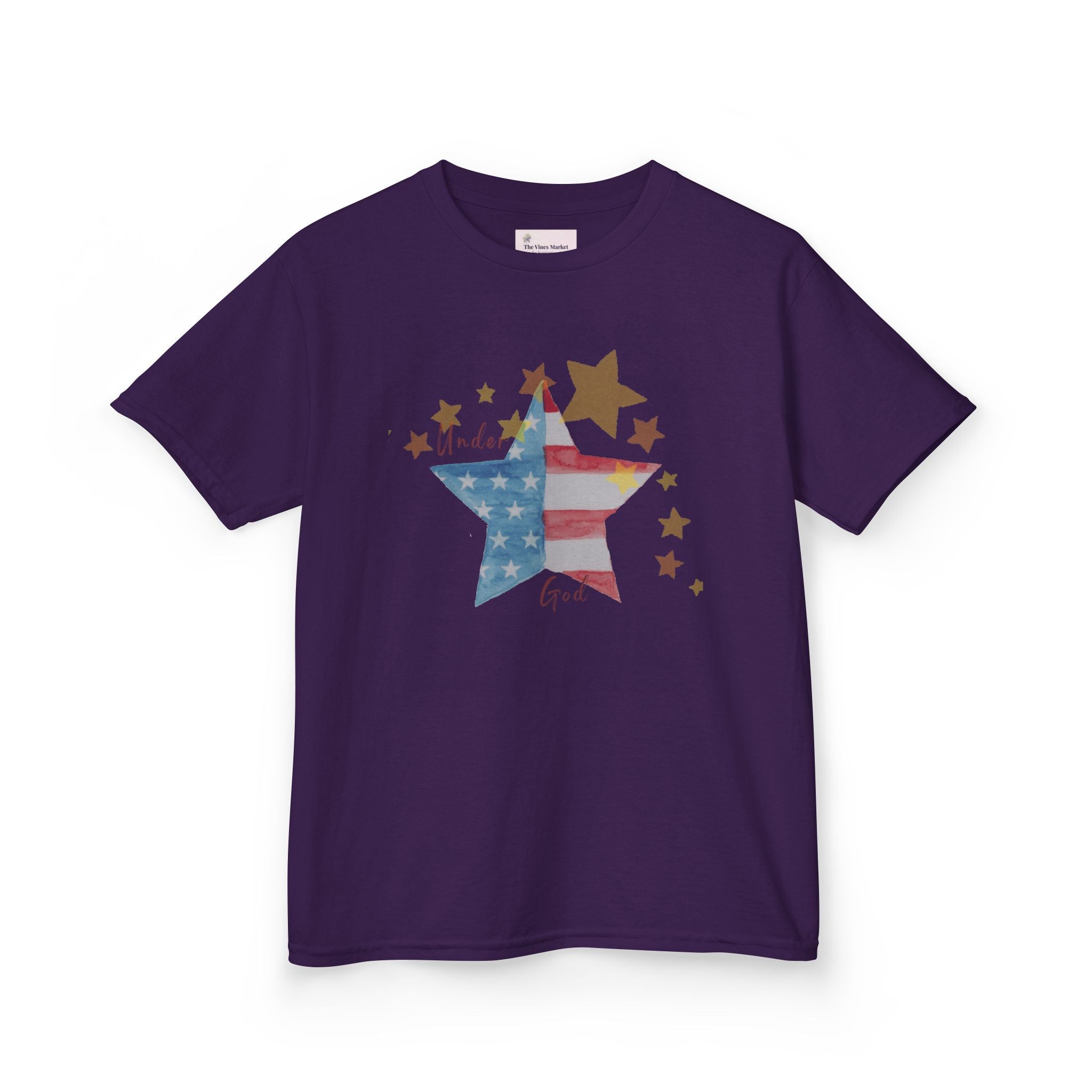 Under God | Watercolor Star Flag Kids T-Shirt Unisex Kids Heavy Cotton™ Tee