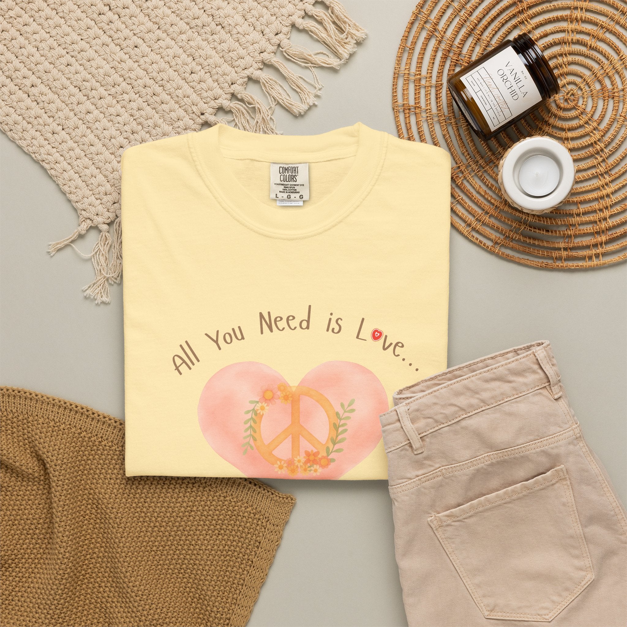 Peace and Love — Watercolor All You Need Is Love Tee — For Her