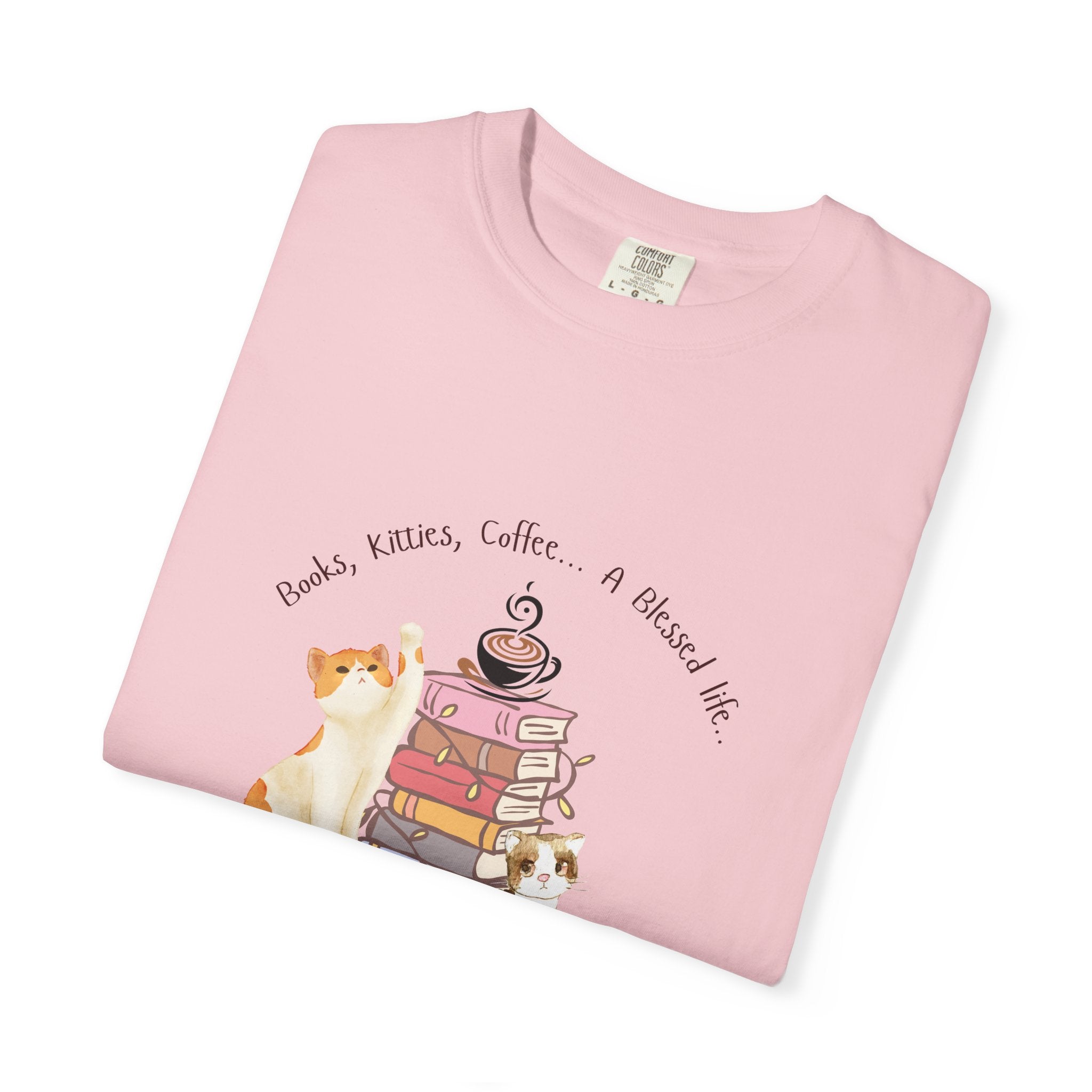 Books Kitties Coffee - A Blessed Life Relaxed Tee