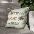 Merry & Bright & Blessed | Christmas Throw Pillow Cover